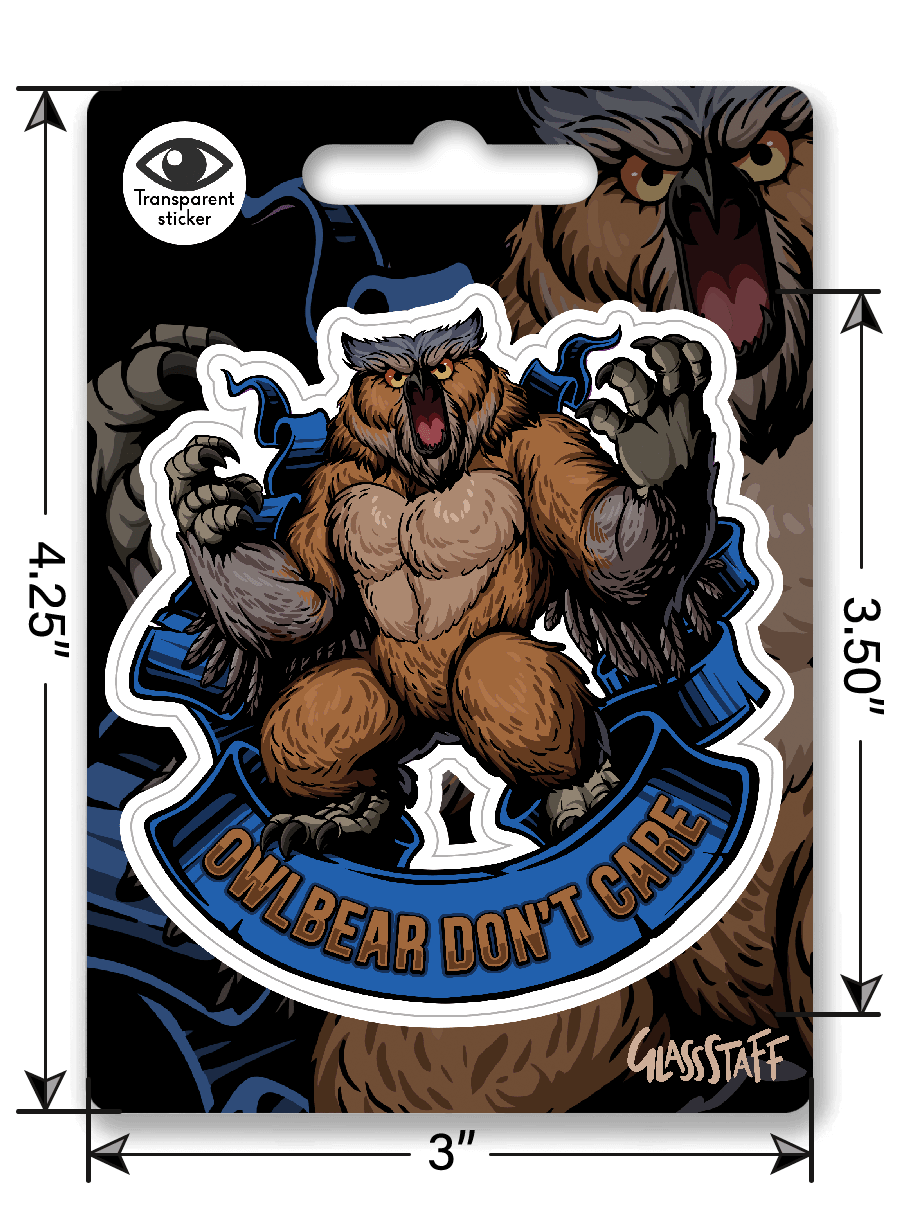 Owlbear Don't Care Sticker - Sticker - GlassStaff