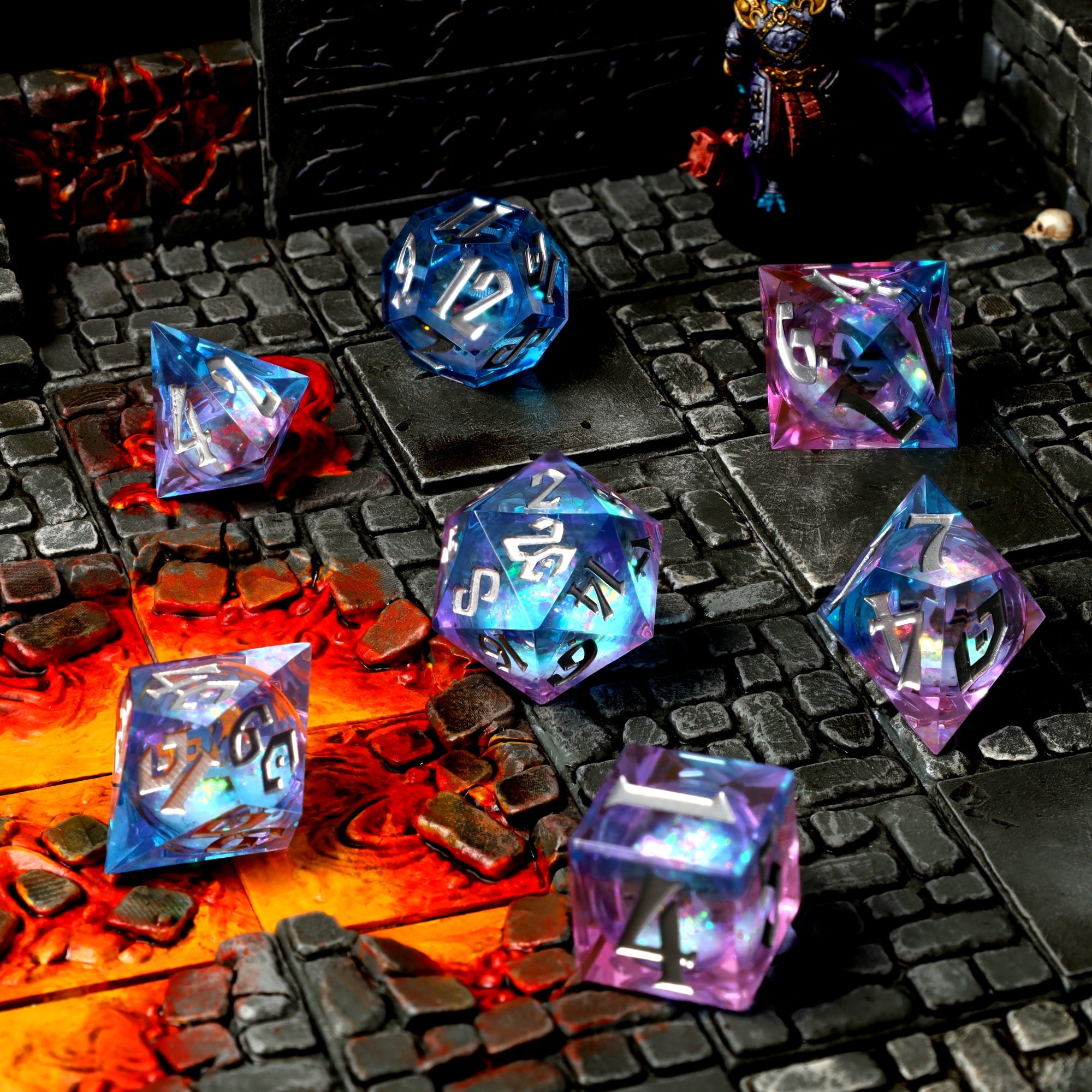 Pink Ice Liquid Core RPG Dice Set - RPG Dice Set - GlassStaff