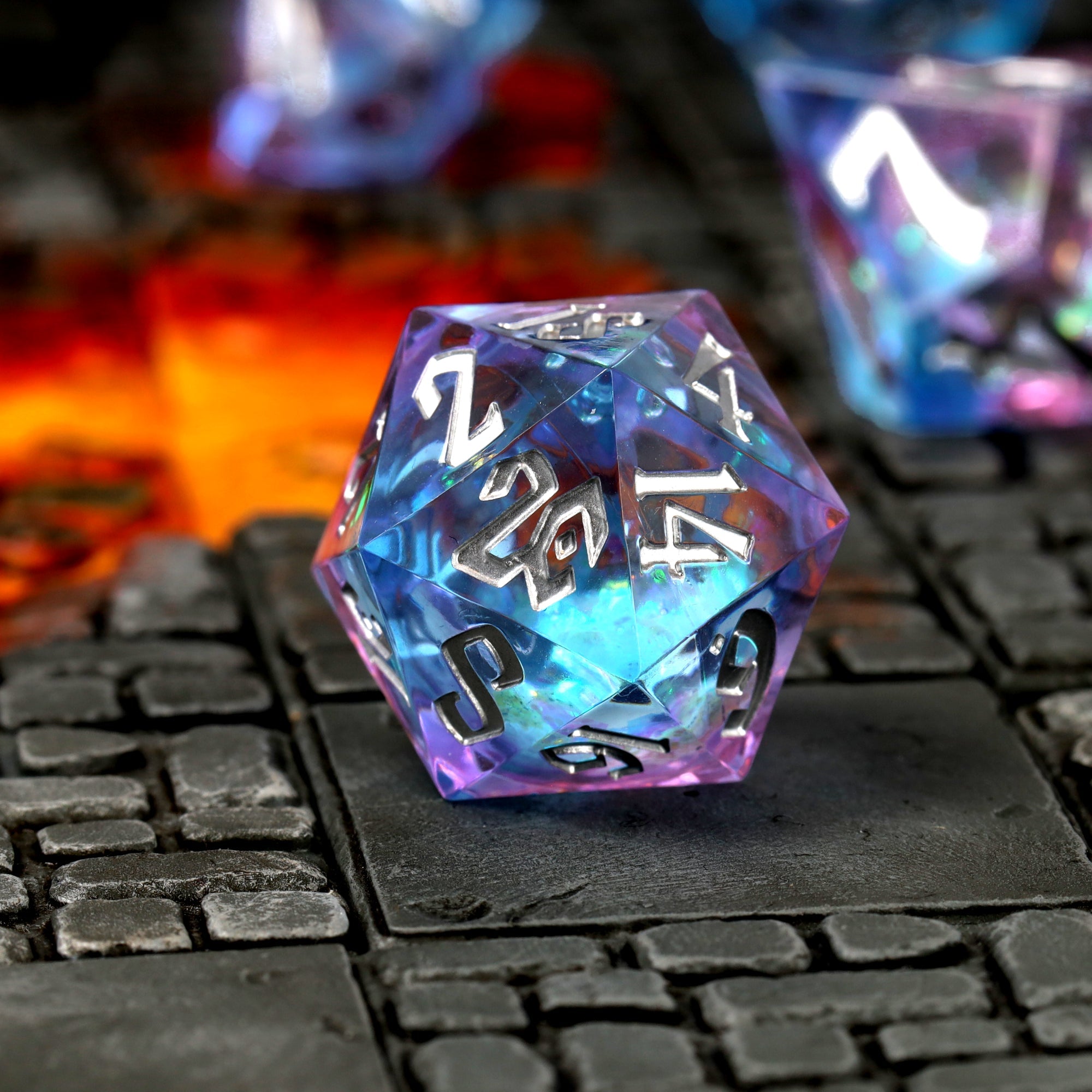 Pink Ice Liquid Core RPG Dice Set - RPG Dice Set - GlassStaff