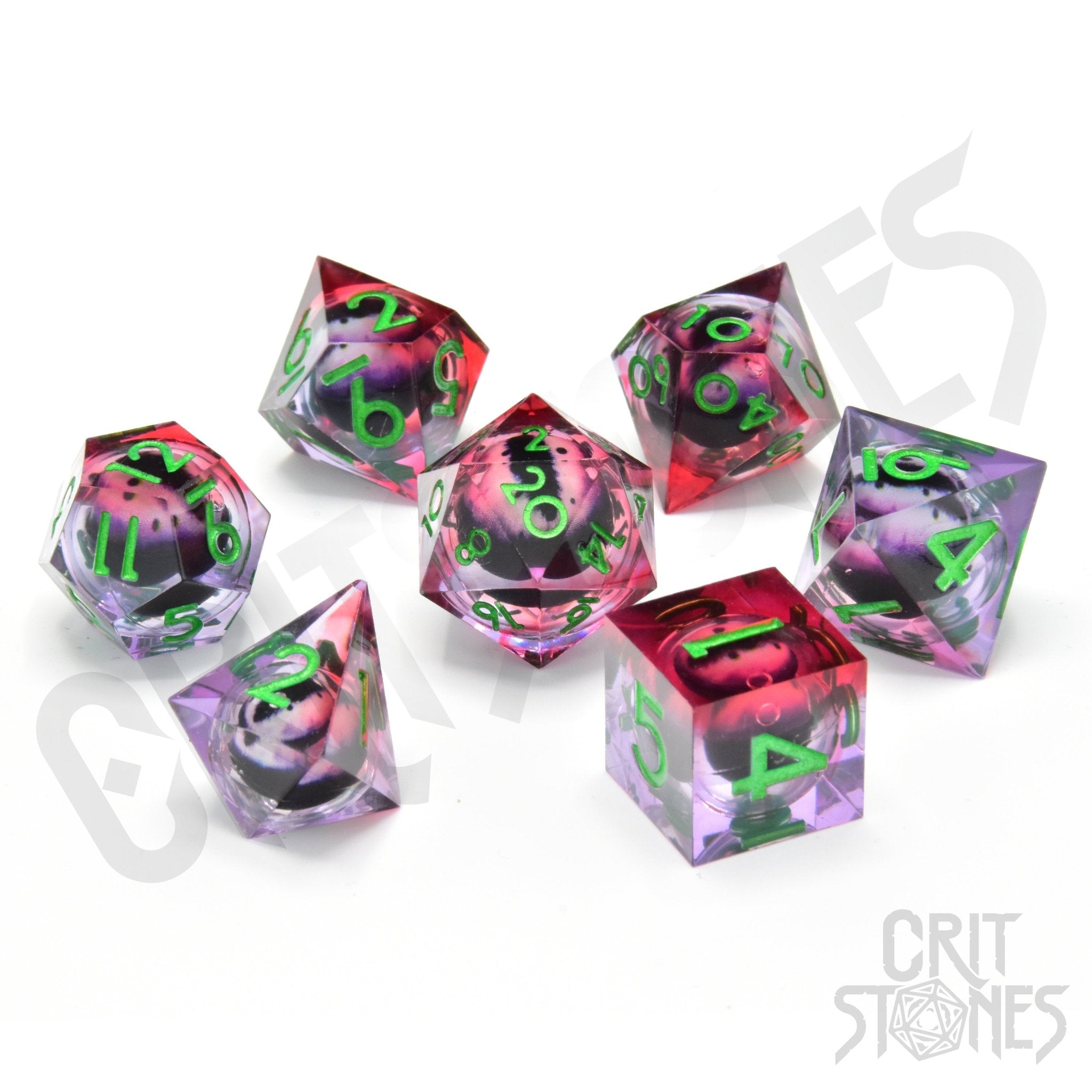 Poison Ivy Vision Floating Eye RPG Dice Set - RPG Dice Set - GlassStaff
