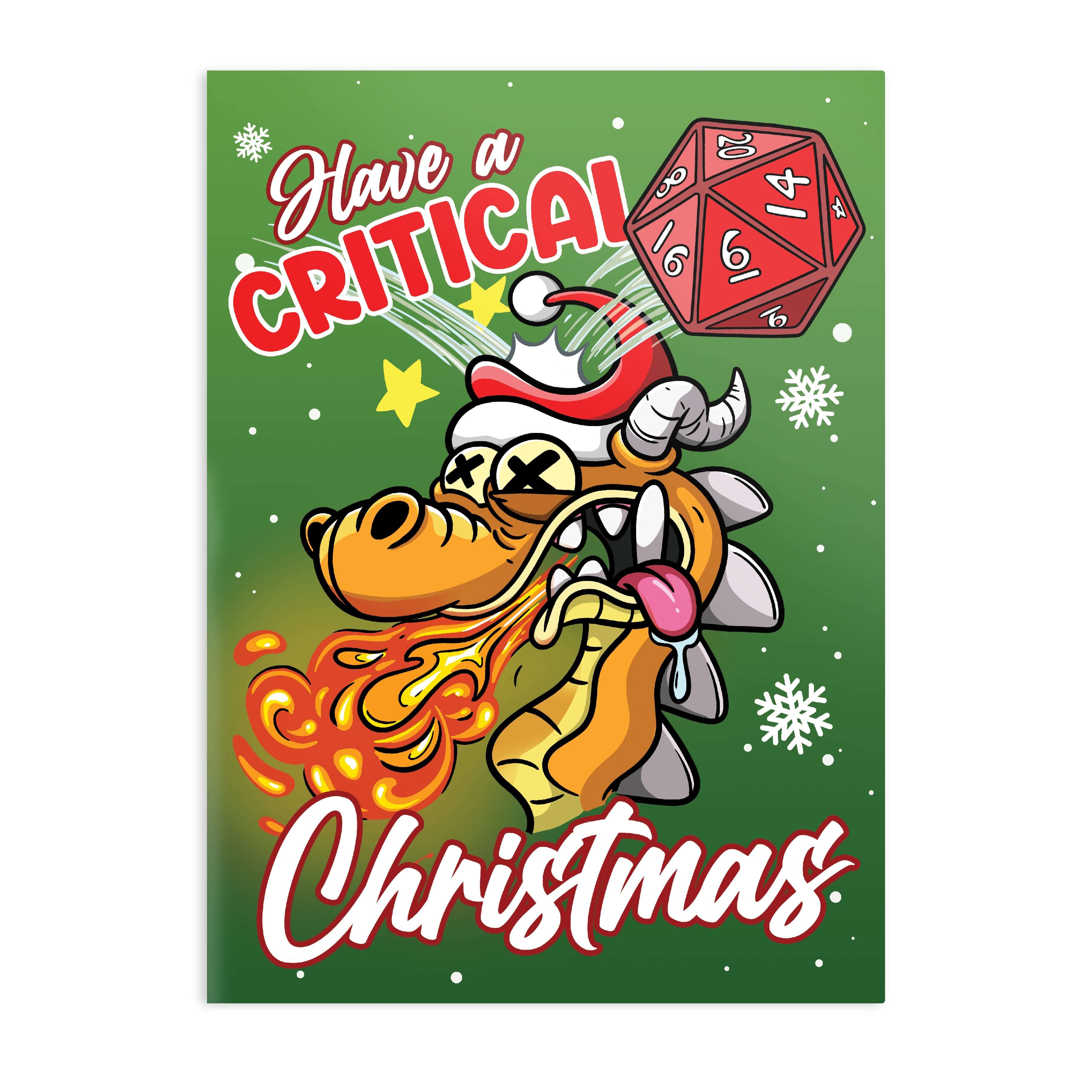 Critical Christmas Greeting Card - D&D / TTRPG Greeting Card - Glassstaff