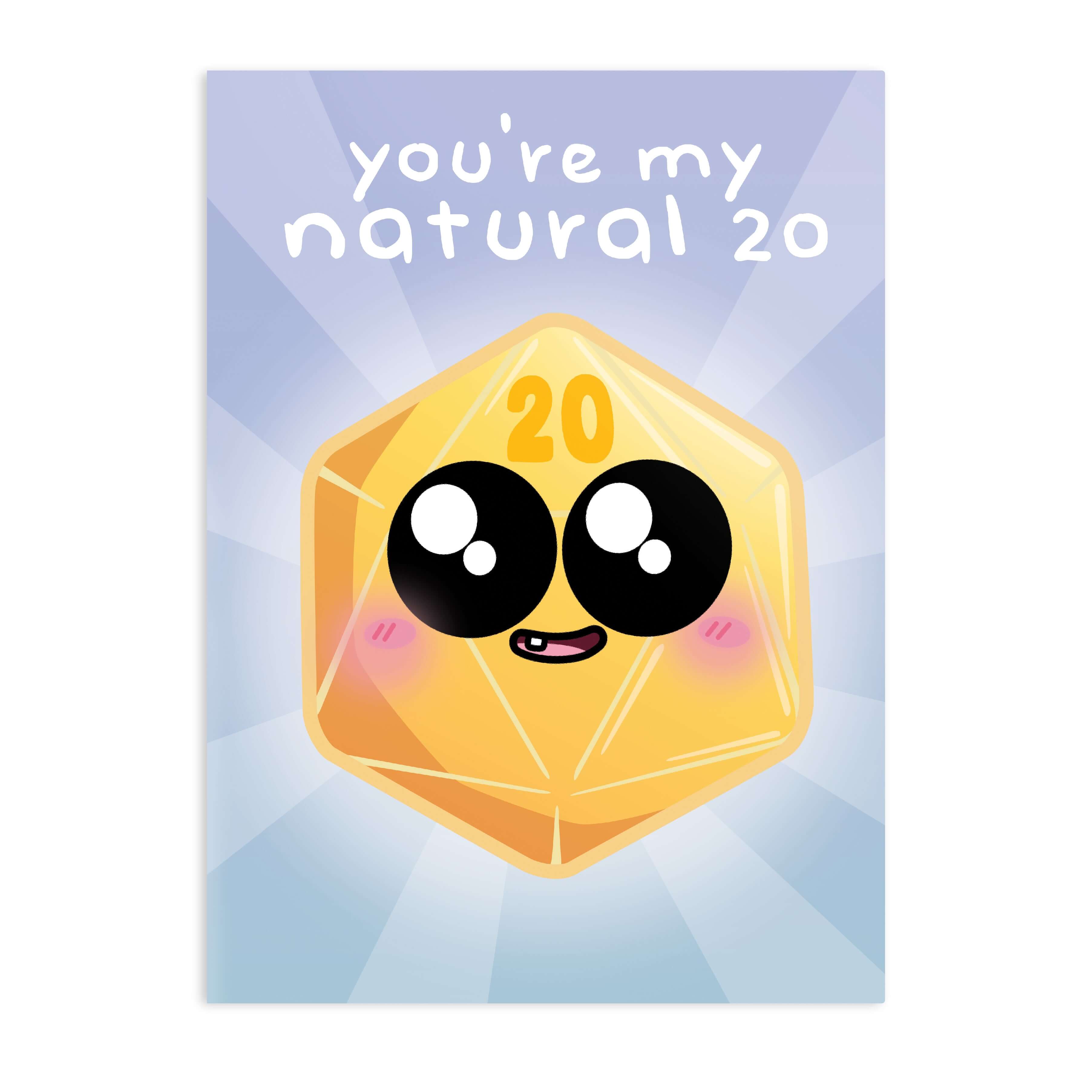 My Natural 20 Greeting Card - D&D / TTRPG Greeting Card - Glassstaff