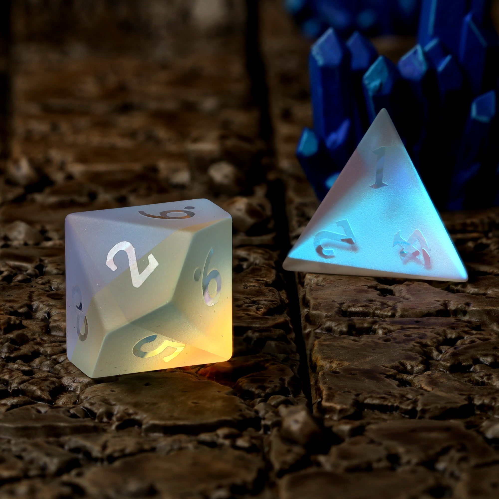 Prismatic Frost Glass RPG Dice Set - RPG Dice Set - GlassStaff
