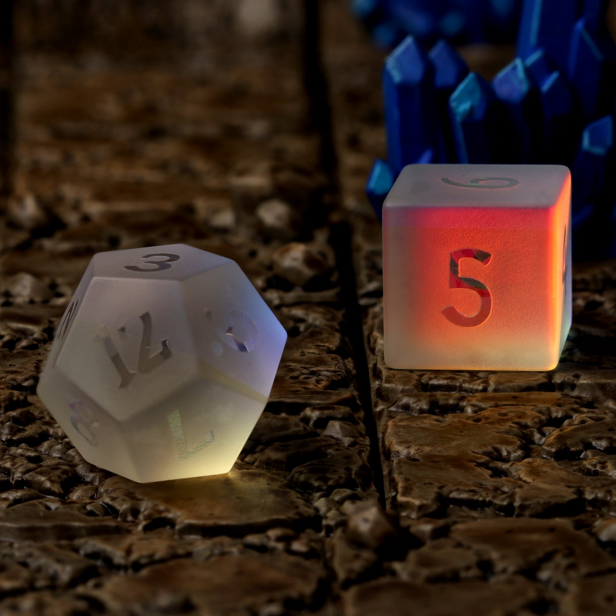 Prismatic Frost Glass RPG Dice Set - RPG Dice Set - GlassStaff