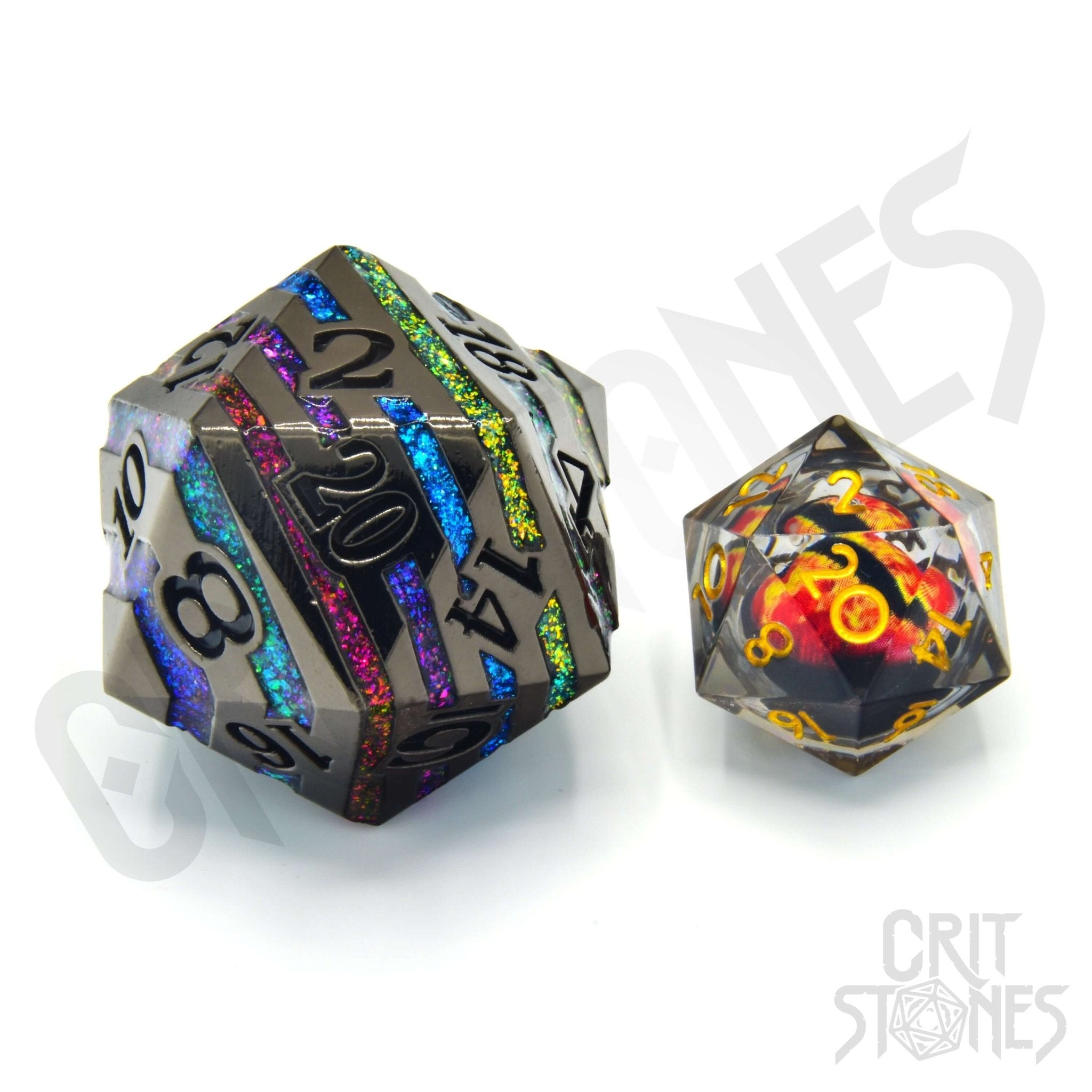 Rainbow Rift 33mm Metal D20 - 33mm D20 - GlassStaff