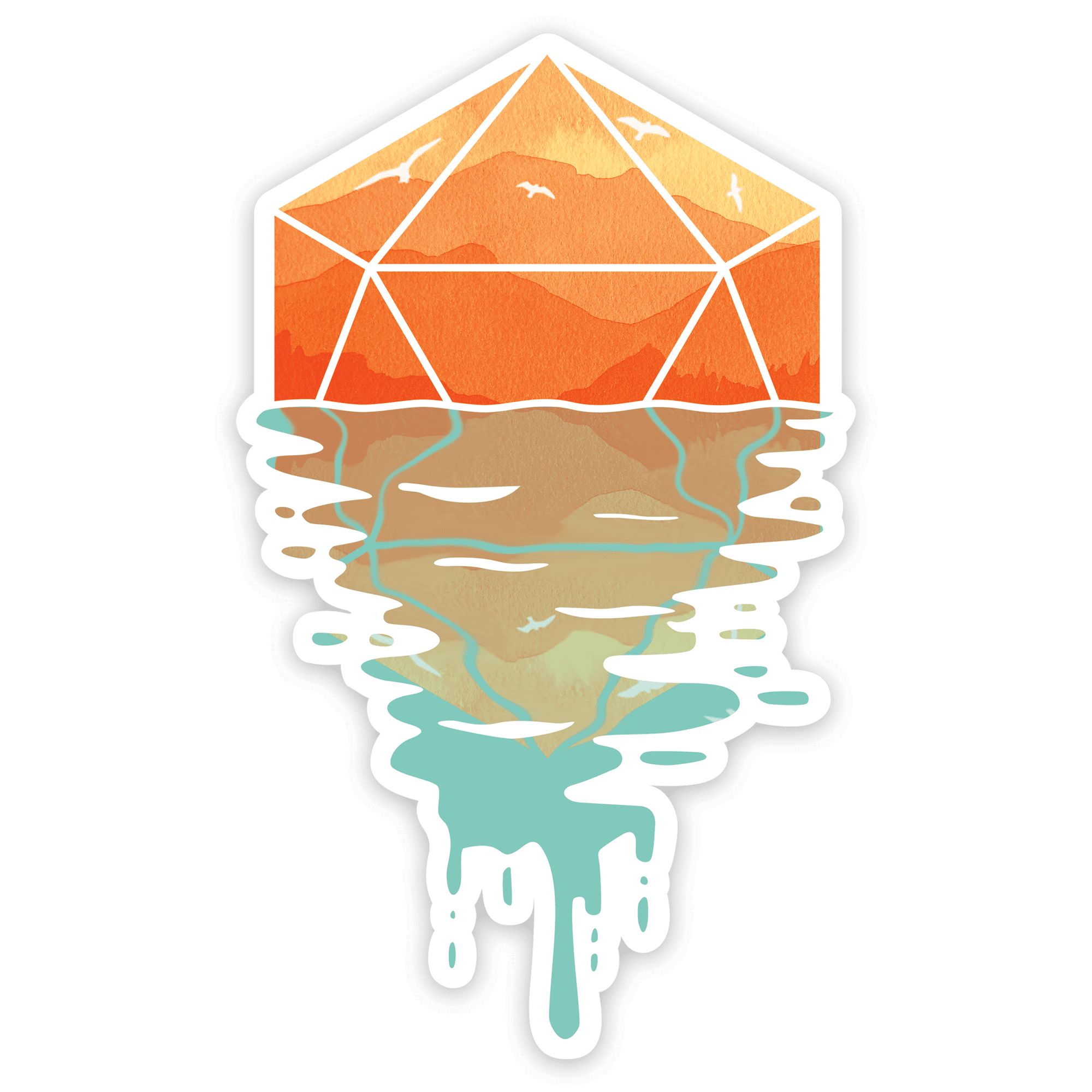 A D20 Sunset Sticker - D&D / TTRPG Sticker - Glassstaff