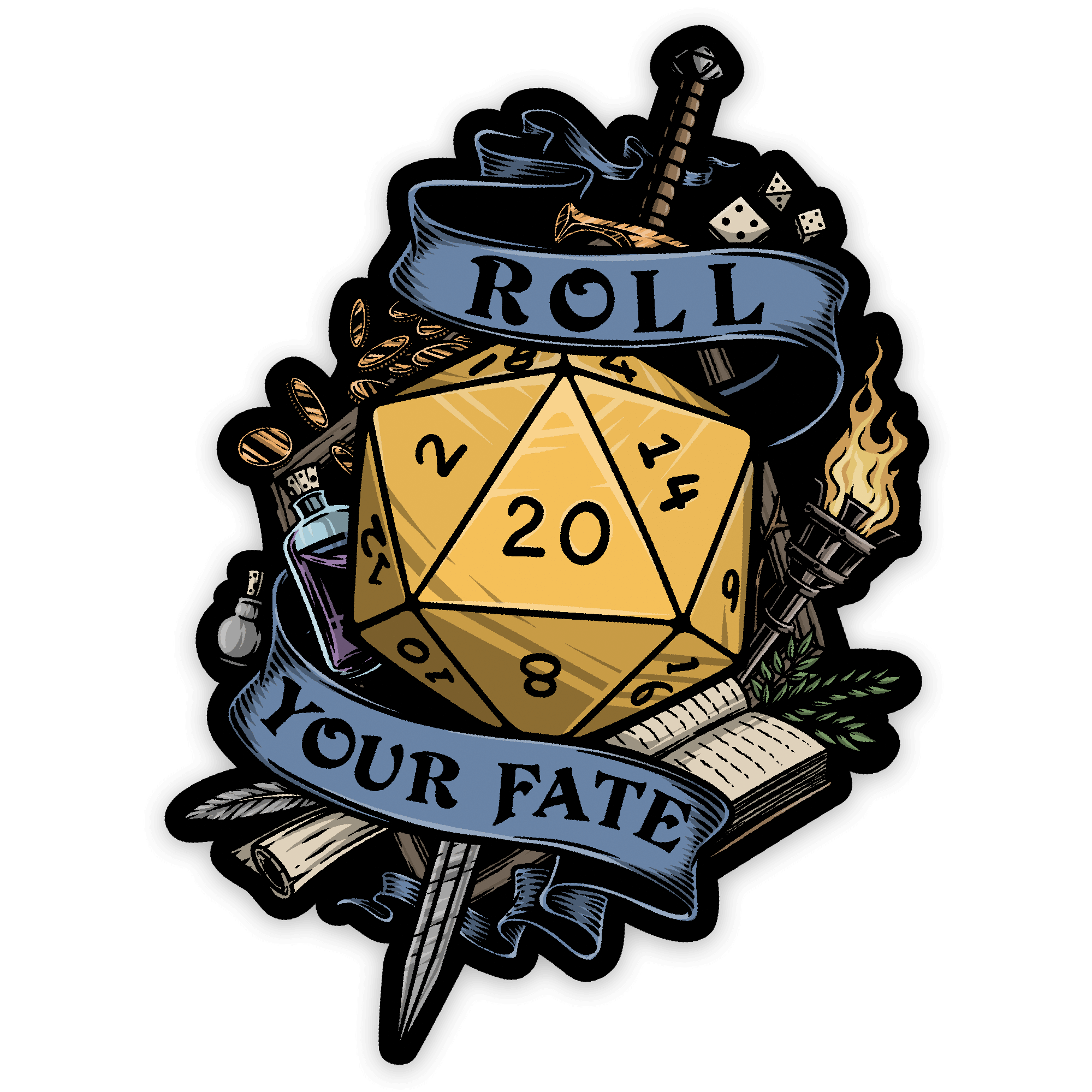 Roll Your Fate 2 Sticker - D&D / TTRPG Sticker - Glassstaff