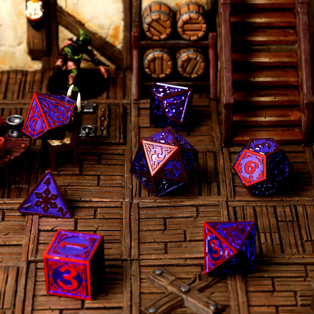 Runeflare Metal RPG Dice Set - RPG Dice Set - GlassStaff