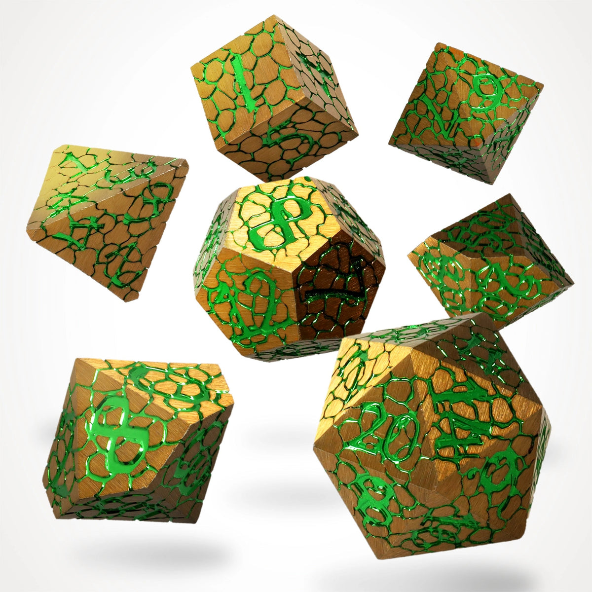 Scaleheart Gold Metal RPG Dice Set - RPG Dice Set - GlassStaff