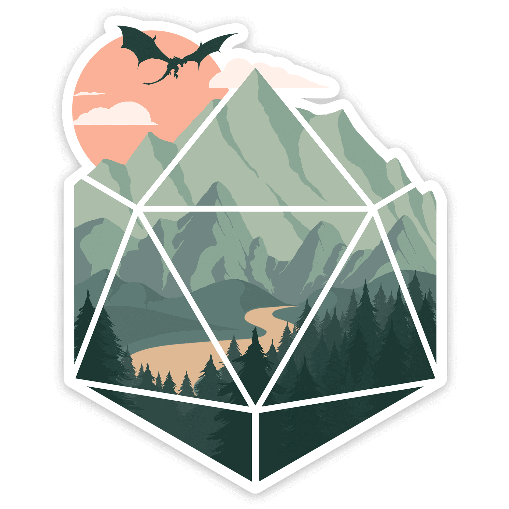 A D20 Scene Sticker - D&D / TTRPG Sticker - Glassstaff