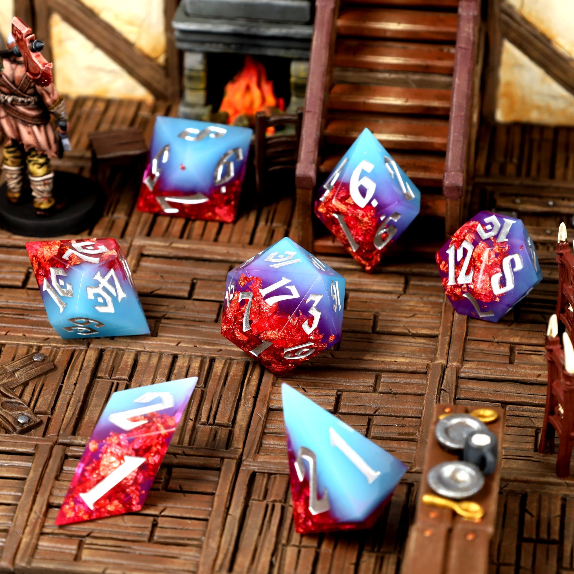 Spring Bliss Sharp Edge Resin RPG Dice Set - RPG Dice Set - GlassStaff