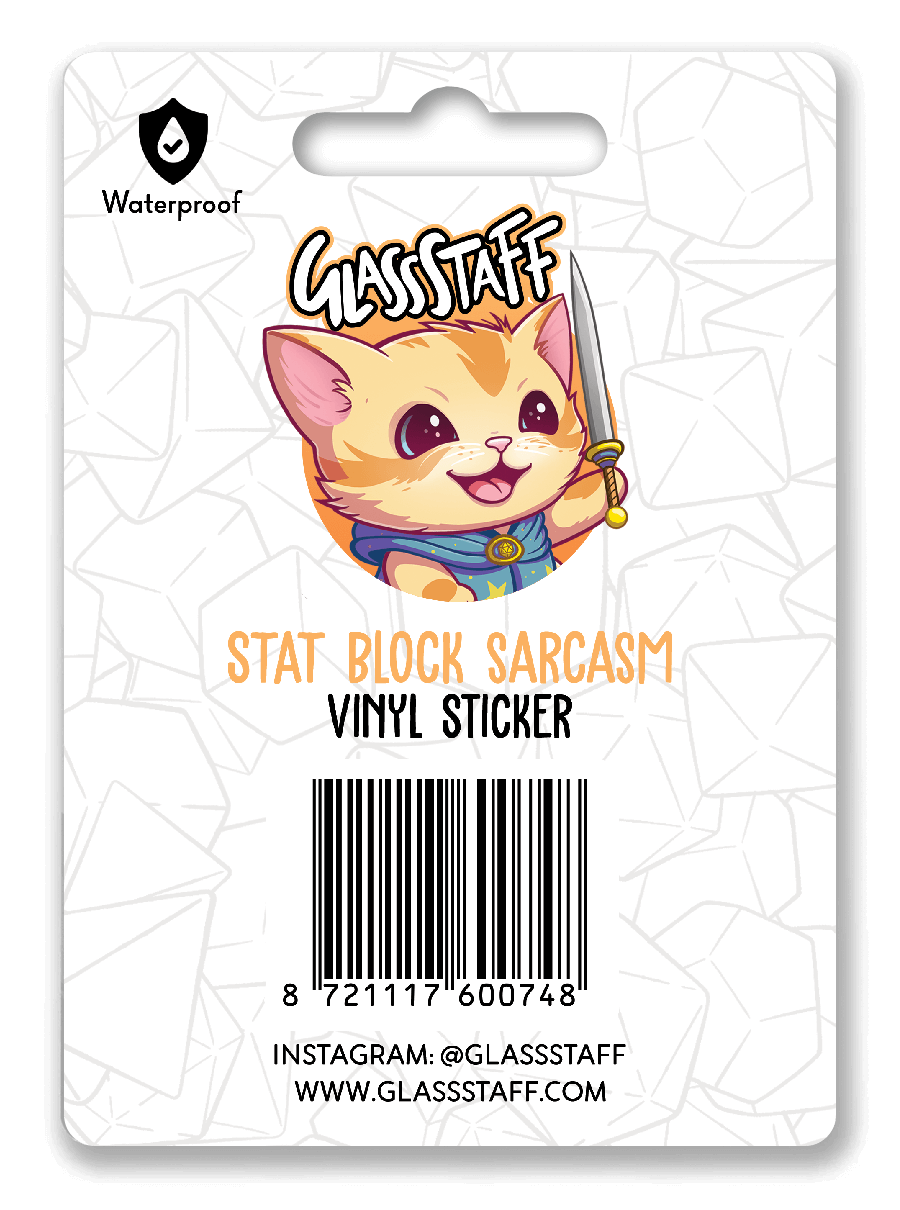 Stat Block Sarcasm Sticker - Sticker - GlassStaff