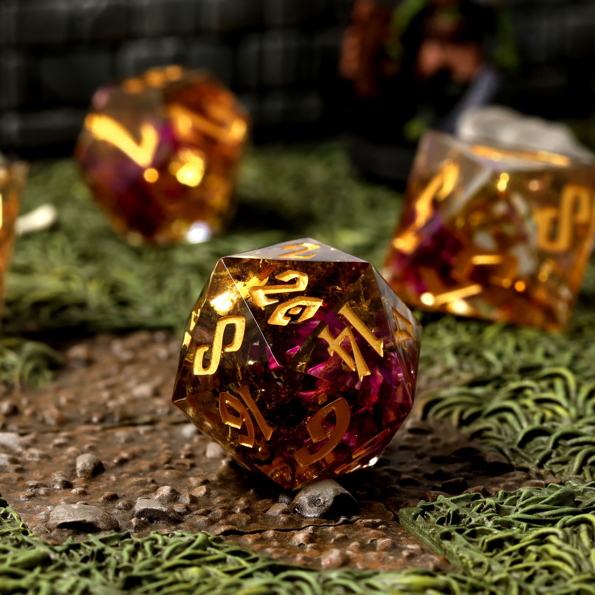 Sunlit Garden Sharp Edge Resin RPG Dice Set - RPG Dice Set - GlassStaff