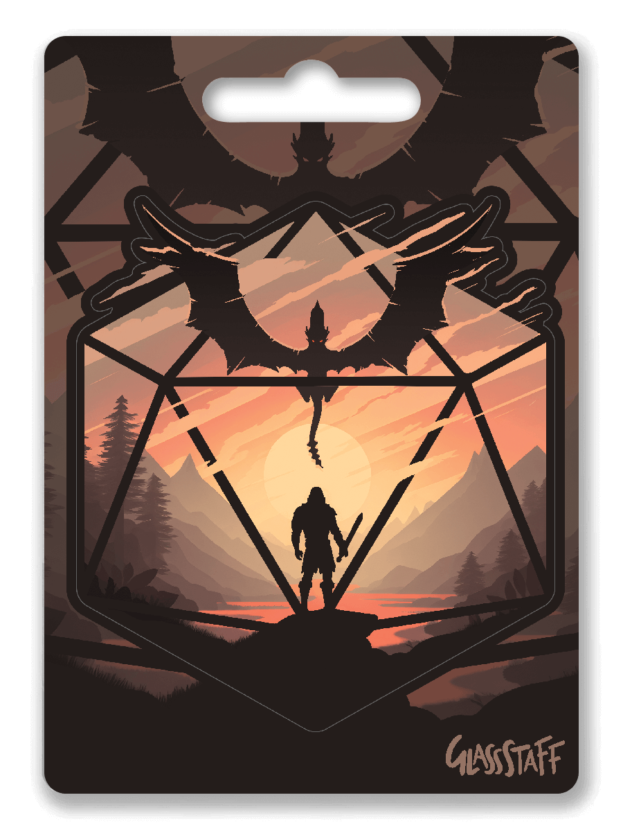 De Staredown d20-sticker - D&D / TTRPG-sticker - Glassstaff
