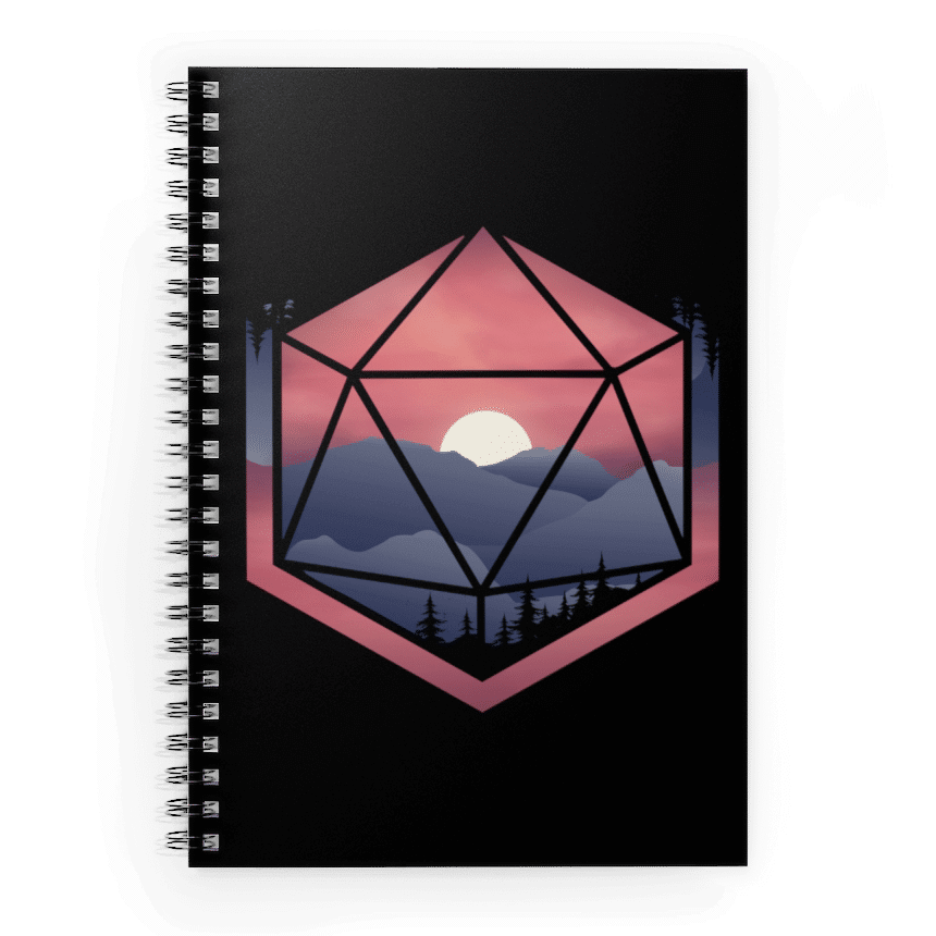 Mountain d20 WS Notebook - D&D / TTRPG Hardcover Spiral Notebook - Glassstaff
