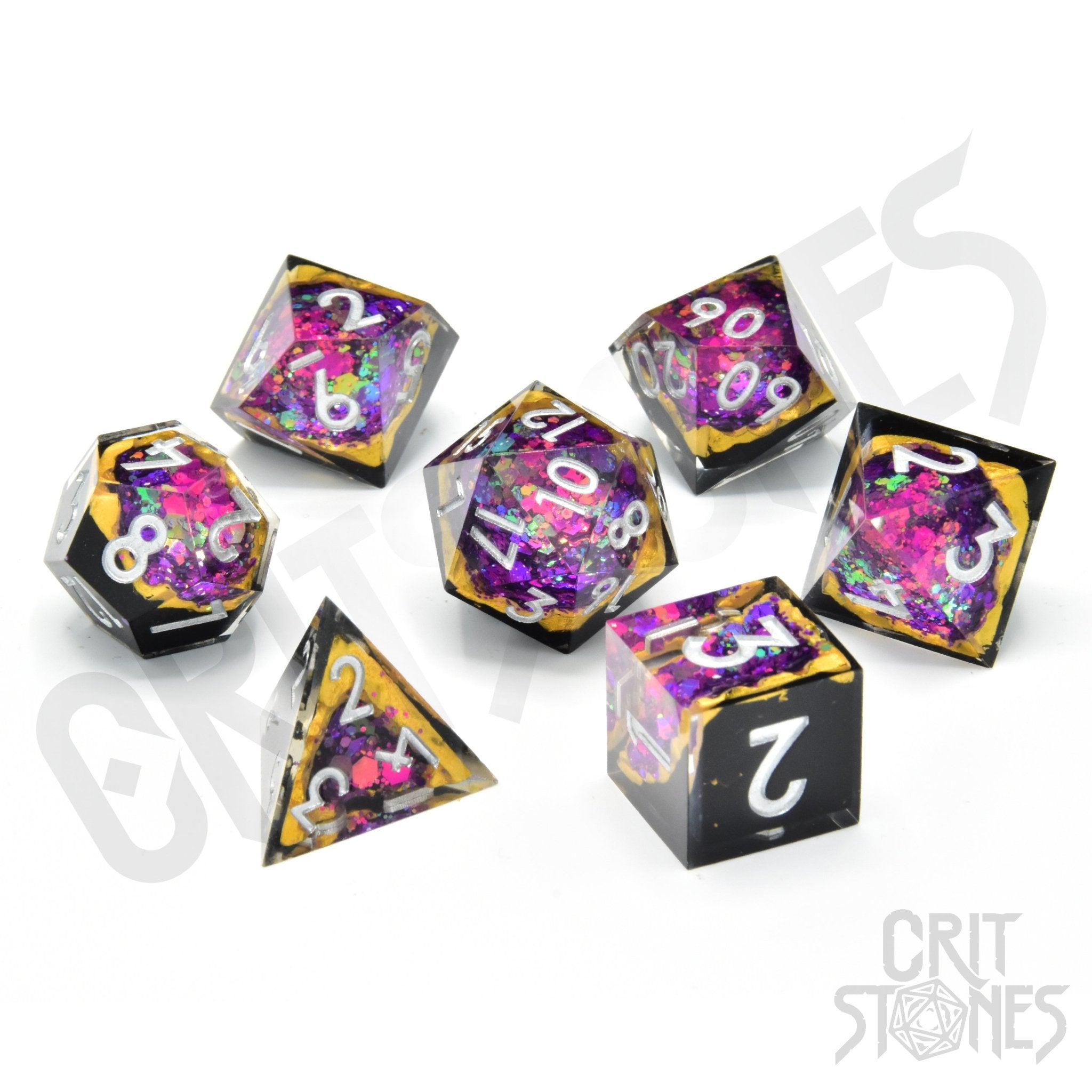 Violet Vein Geode RPG Dice Set - RPG Dice Set - GlassStaff