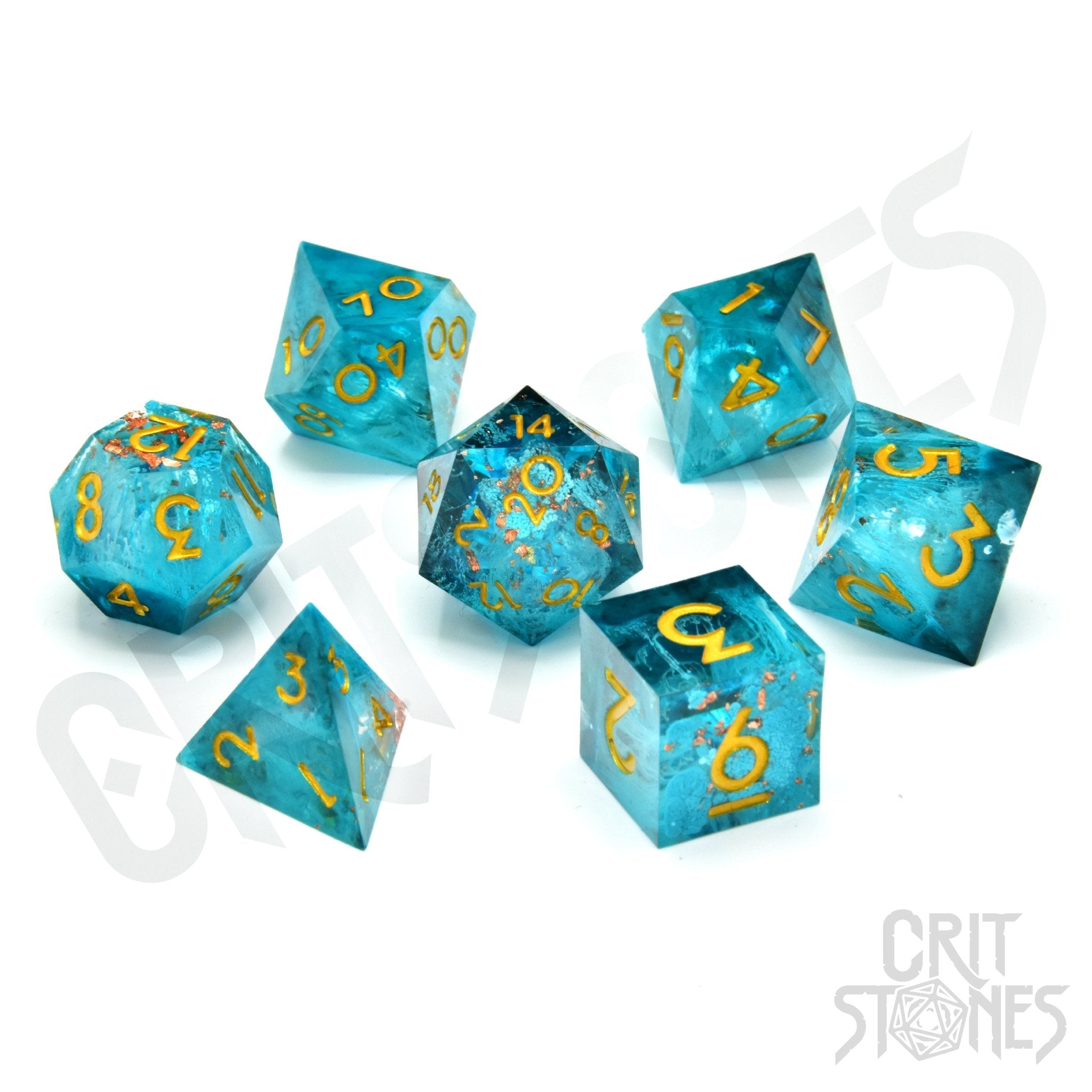 Wave after Wave Sharp Edge Resin RPG Dice Set - RPG Dice Set - GlassStaff