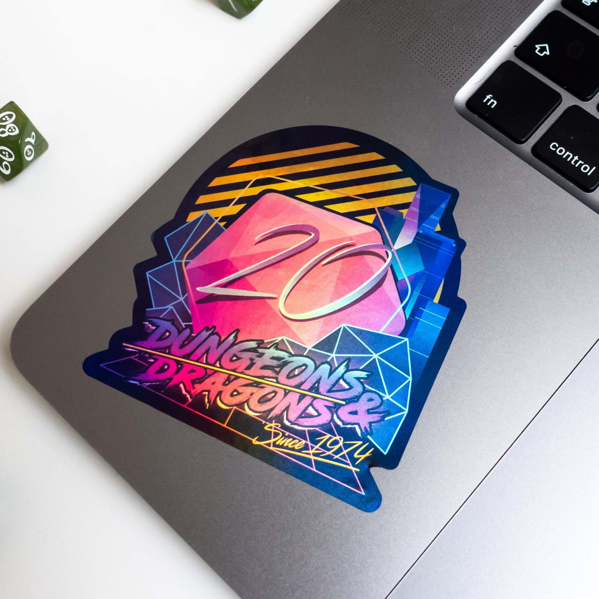 Holografisch Retro D20 Sticker - D&D / TTRPG Sticker - {{46daf2d70c0f9b0fcc879bff5d833b44}}