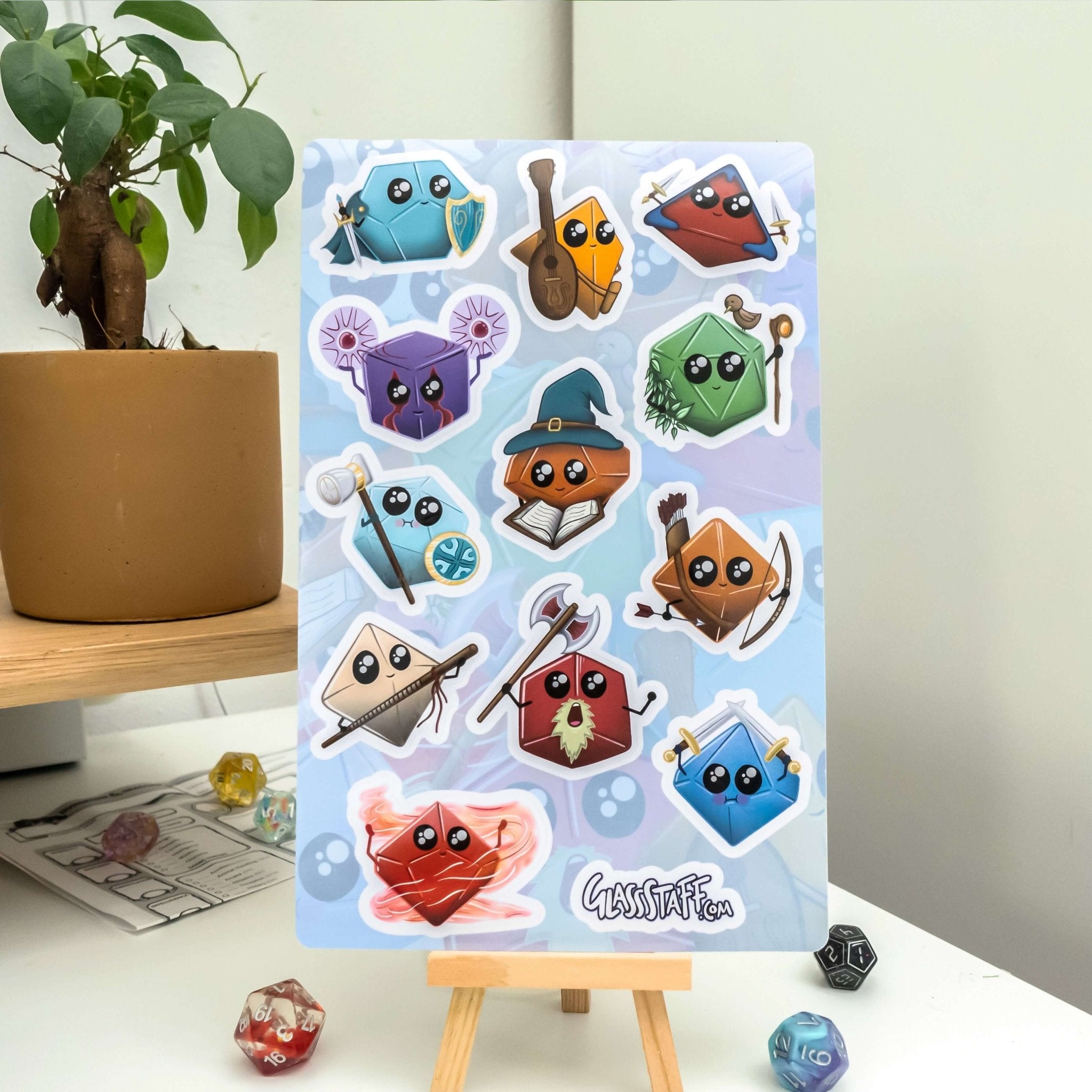 Kawaii Dice Classes Stickers - Special Stickers - GlassStaff