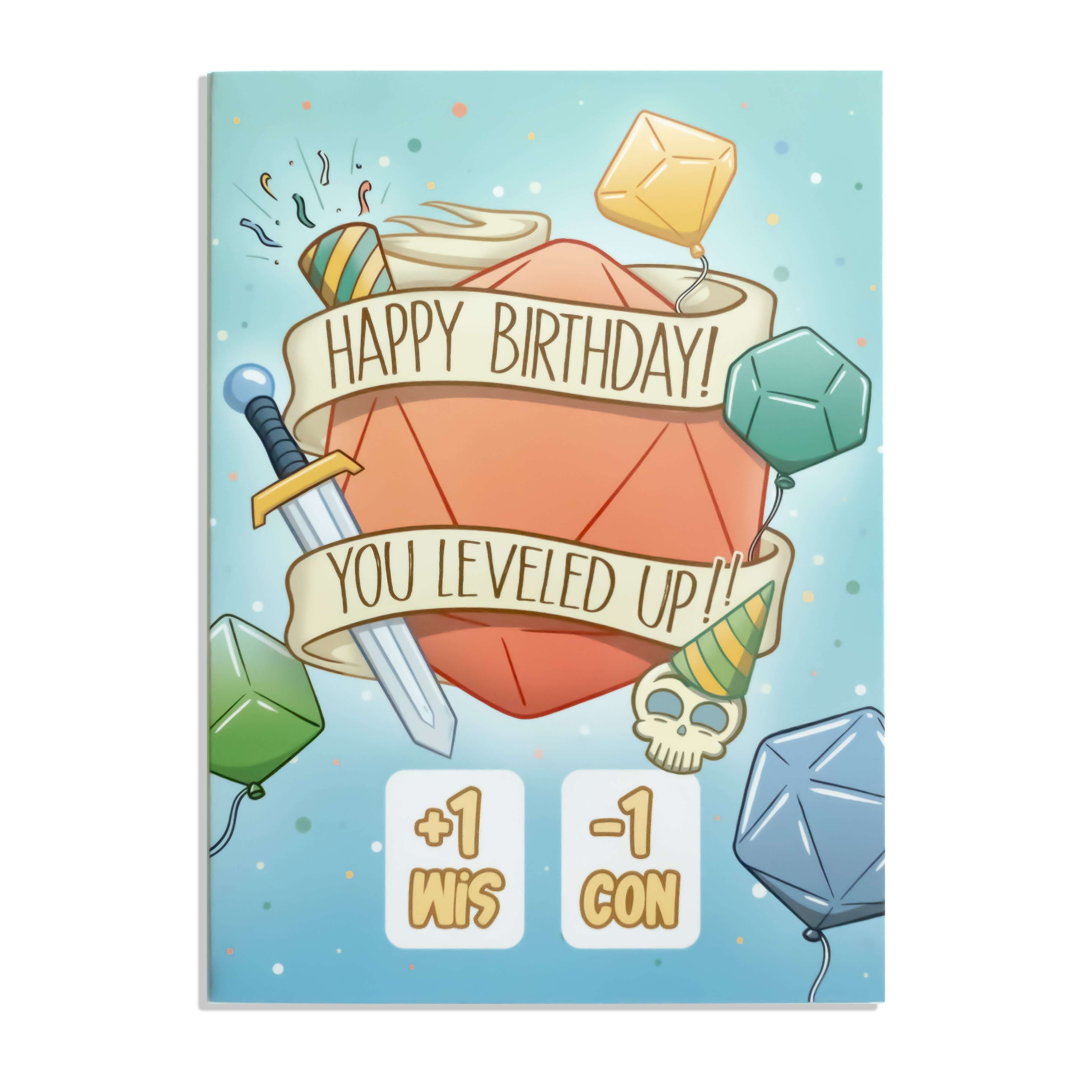 Birthday D20 Greeting Card - D&D / TTRPG Greeting Card - Glassstaff