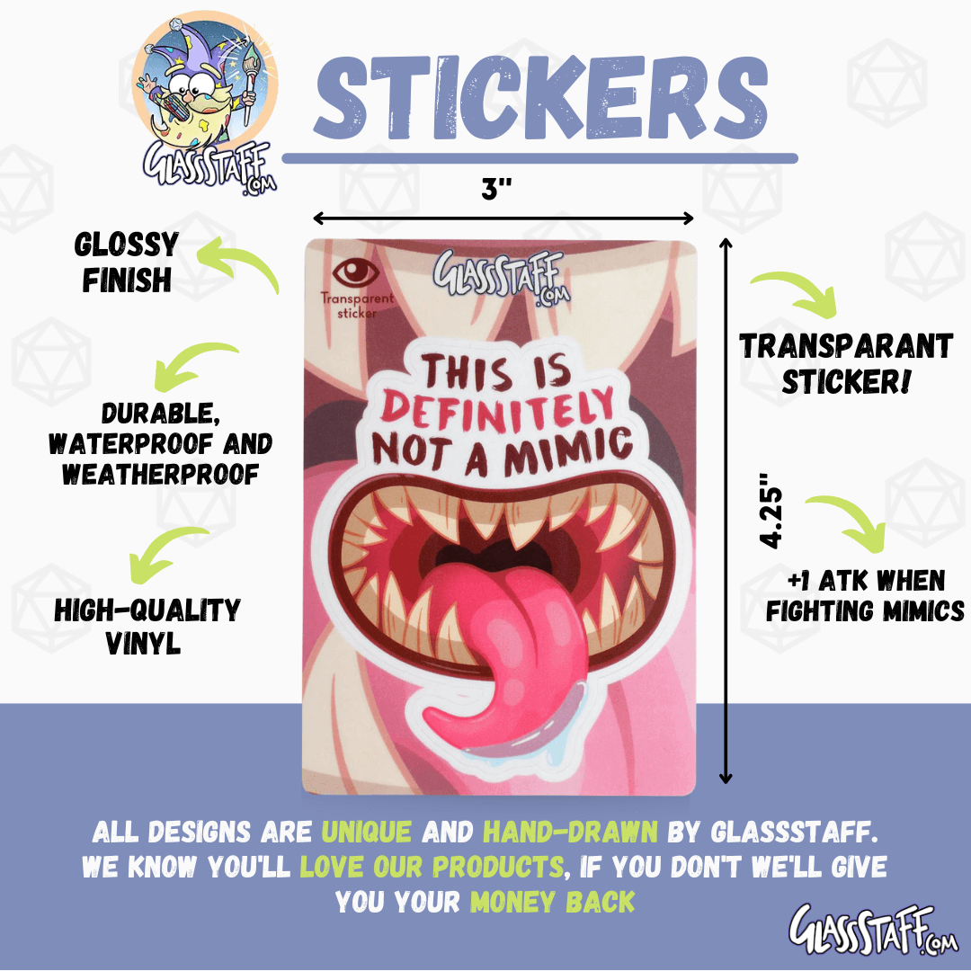 Transparant Niet a Mimic Sticker - D&D / TTRPG-sticker - Glassstaff