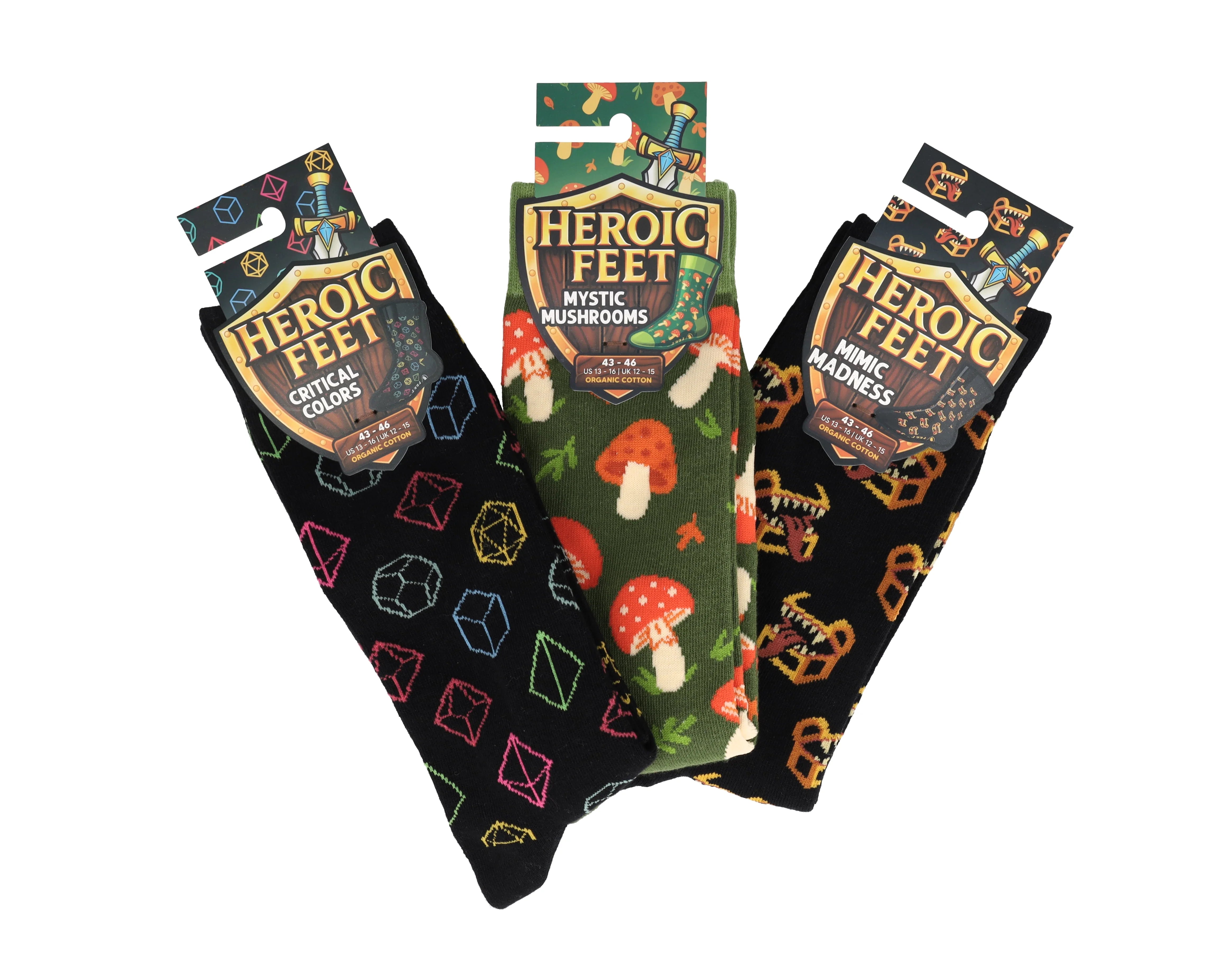 Heroic Feet, three different socks
