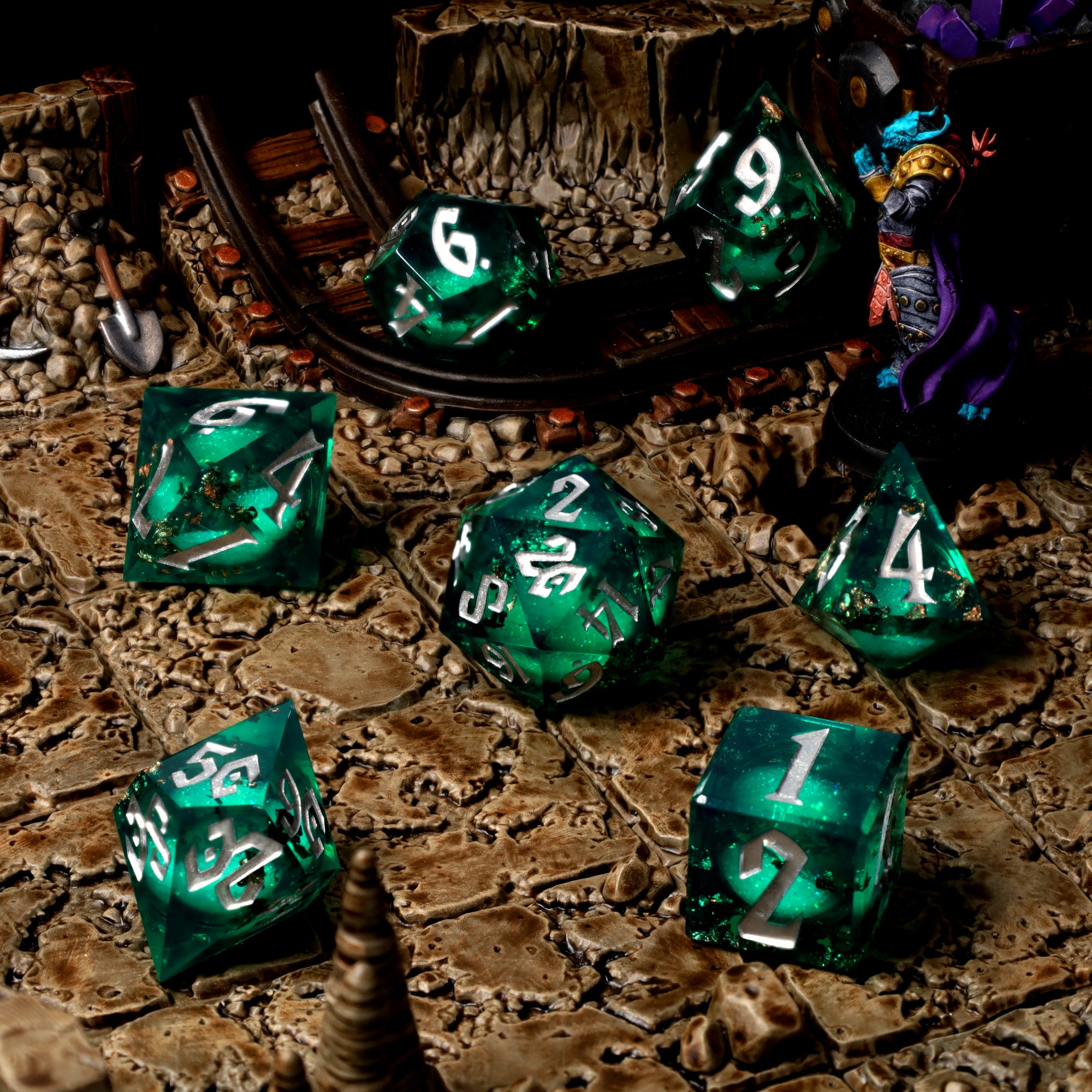 Forest Fountain dice in a mine scene