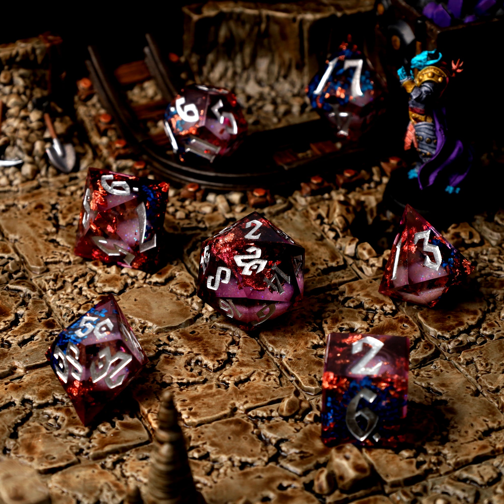 Fey Mist dice in a mine scene