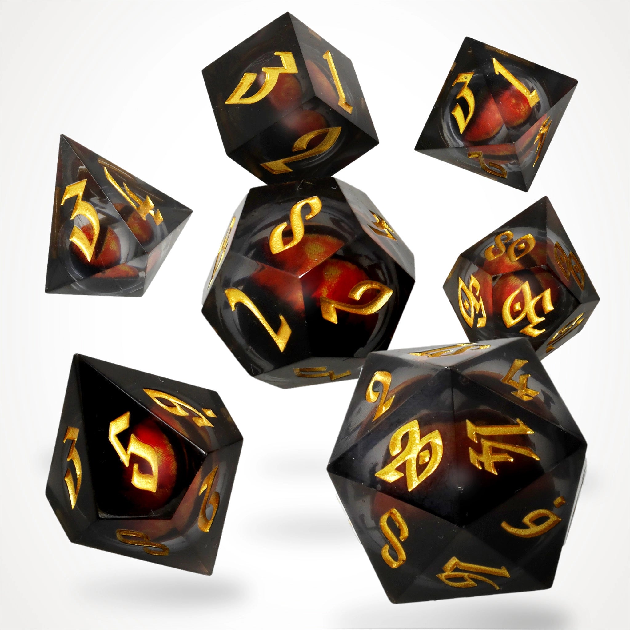 Fire Dragon's Gaze Floating Eye RPG Dice Set