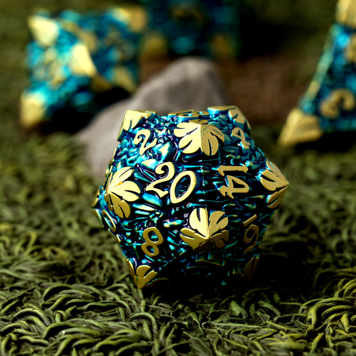 Golden Canopy Metal RPG Dice Set
