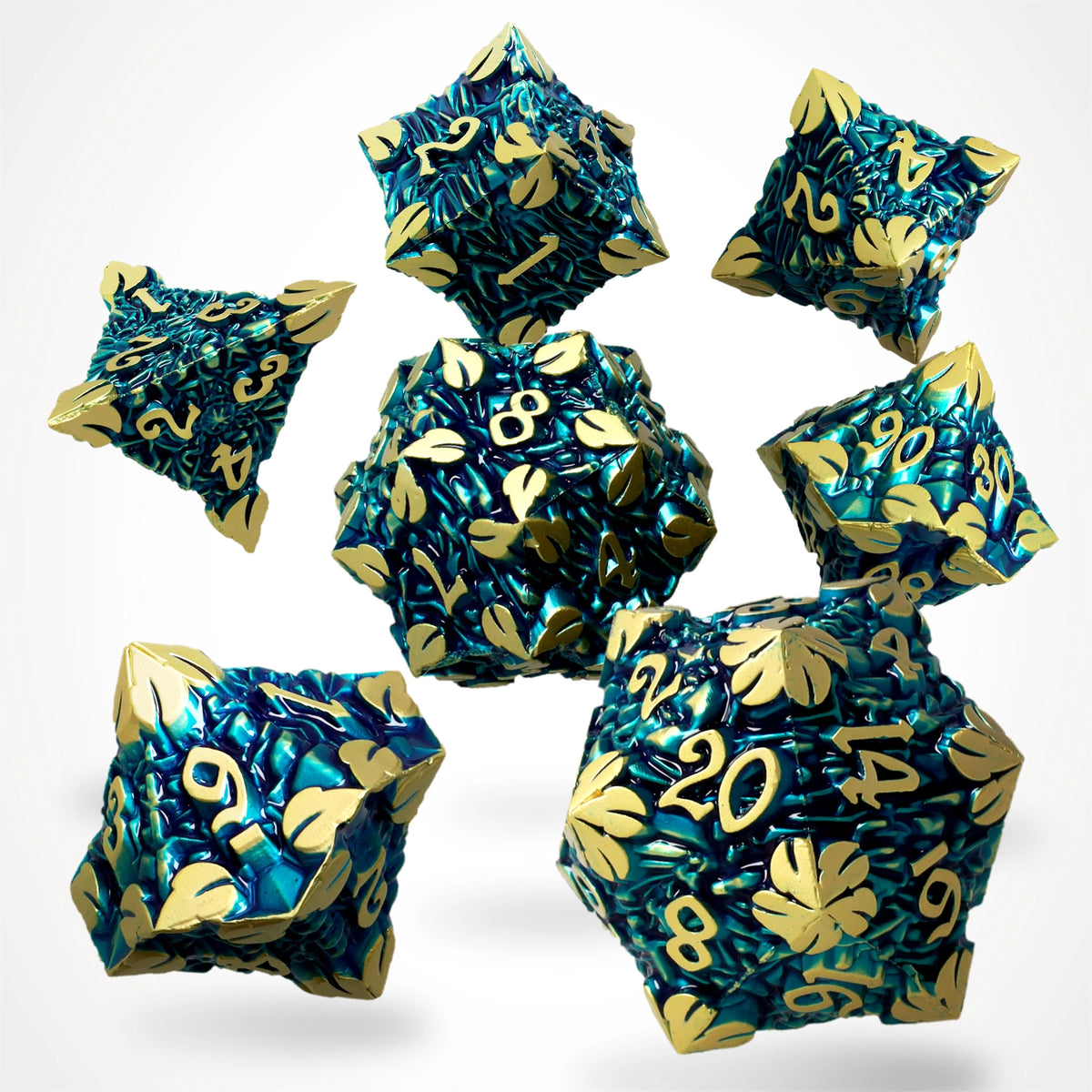 Golden Canopy Metal RPG Dice Set