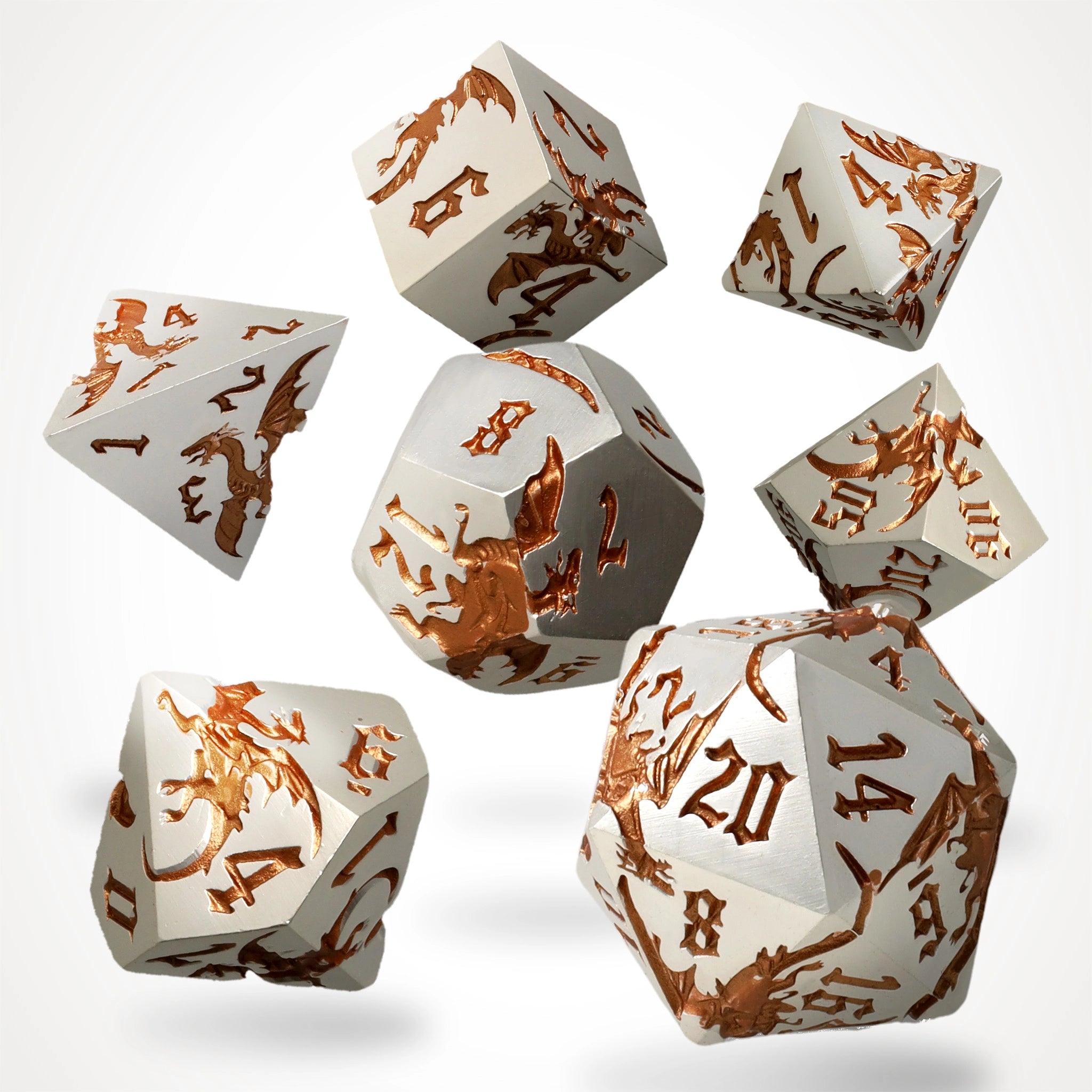 Gilded Wyrm Metal RPG Dice Set