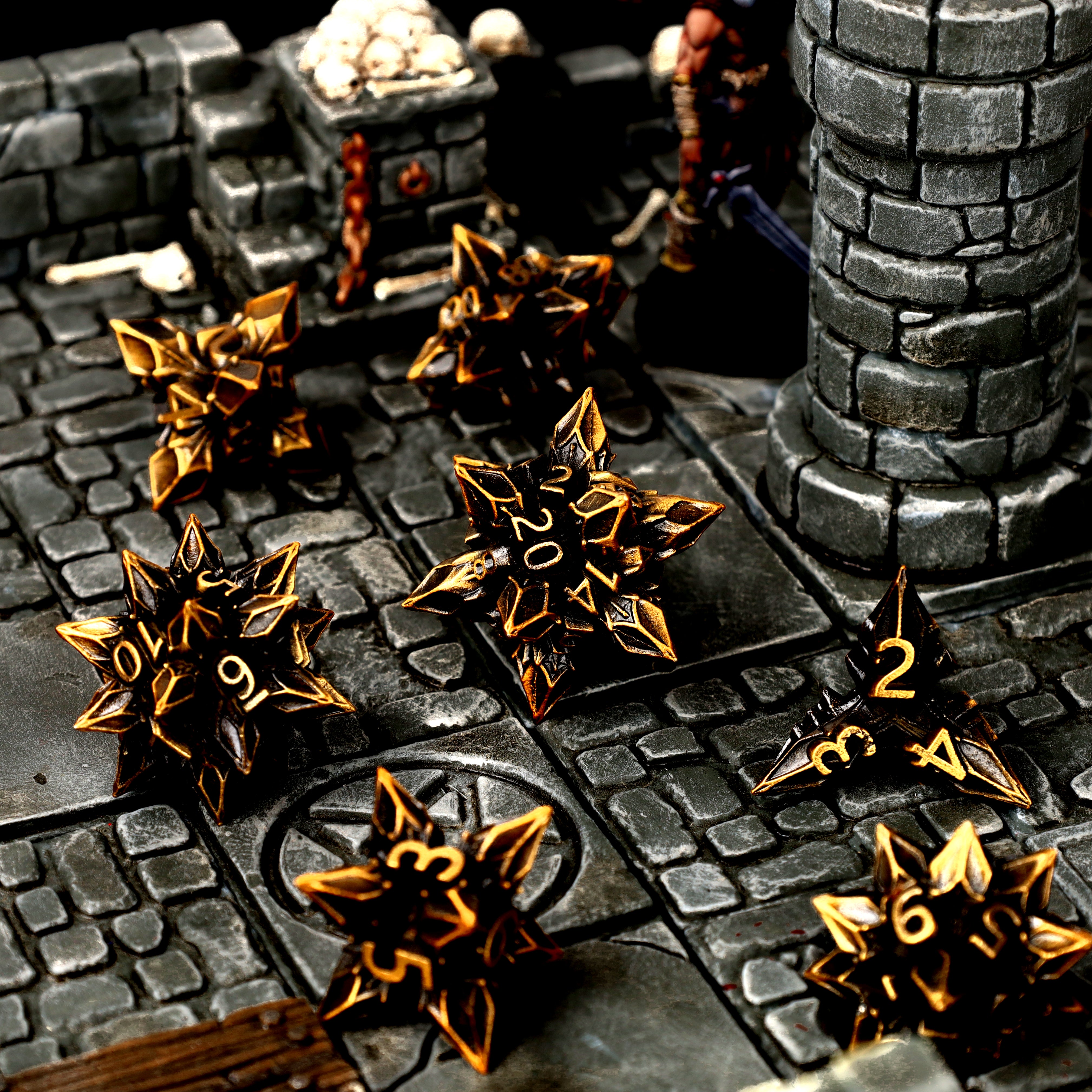 Dystopian Bane Metal RPG Dice Set