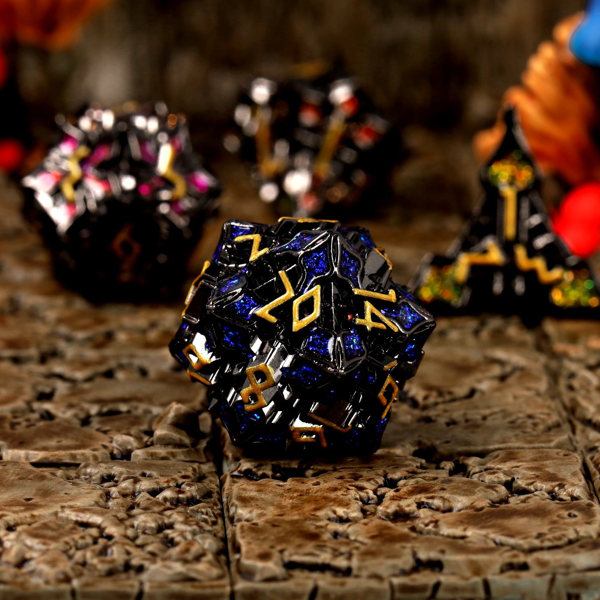 Nocturnal Aether Metal RPG Dice Set