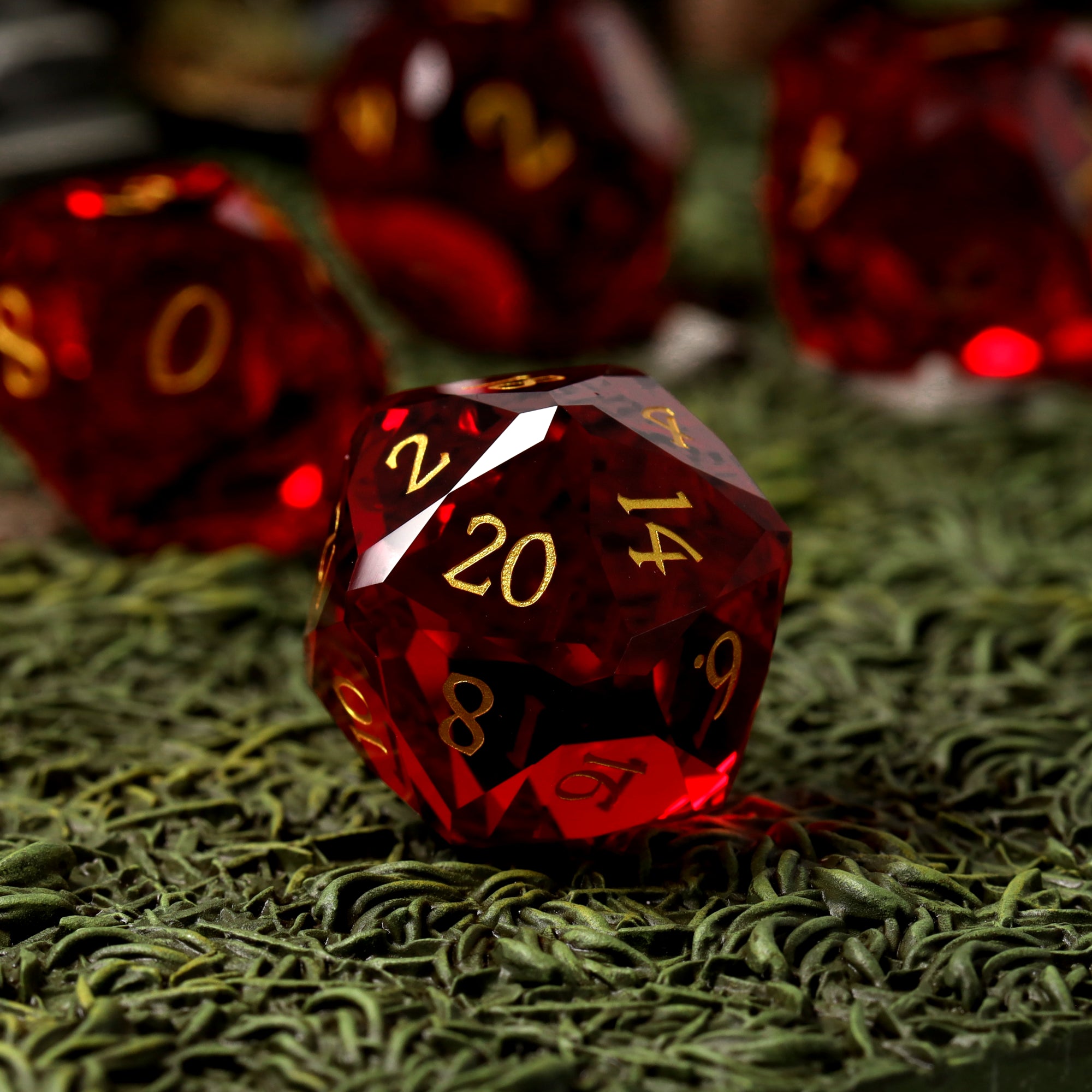 Ruby Reckoning Glass RPG dice set