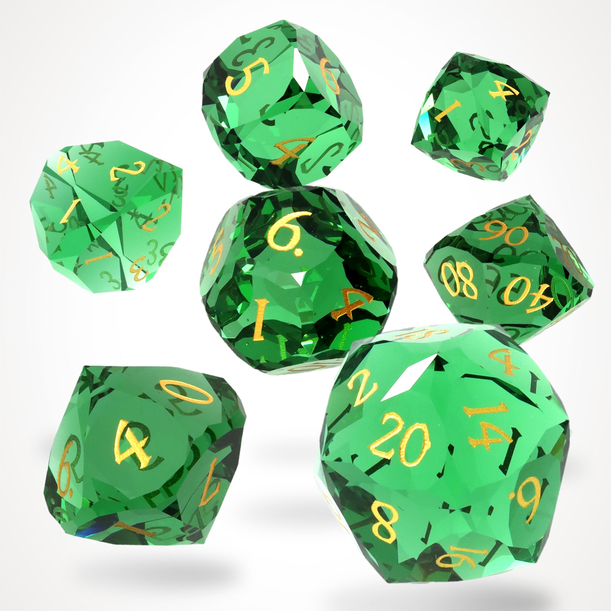 Emerald Dagger Glass RPG dice set