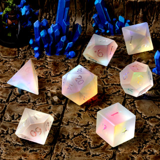 Prismatic Frost Glass RPG Dice Set