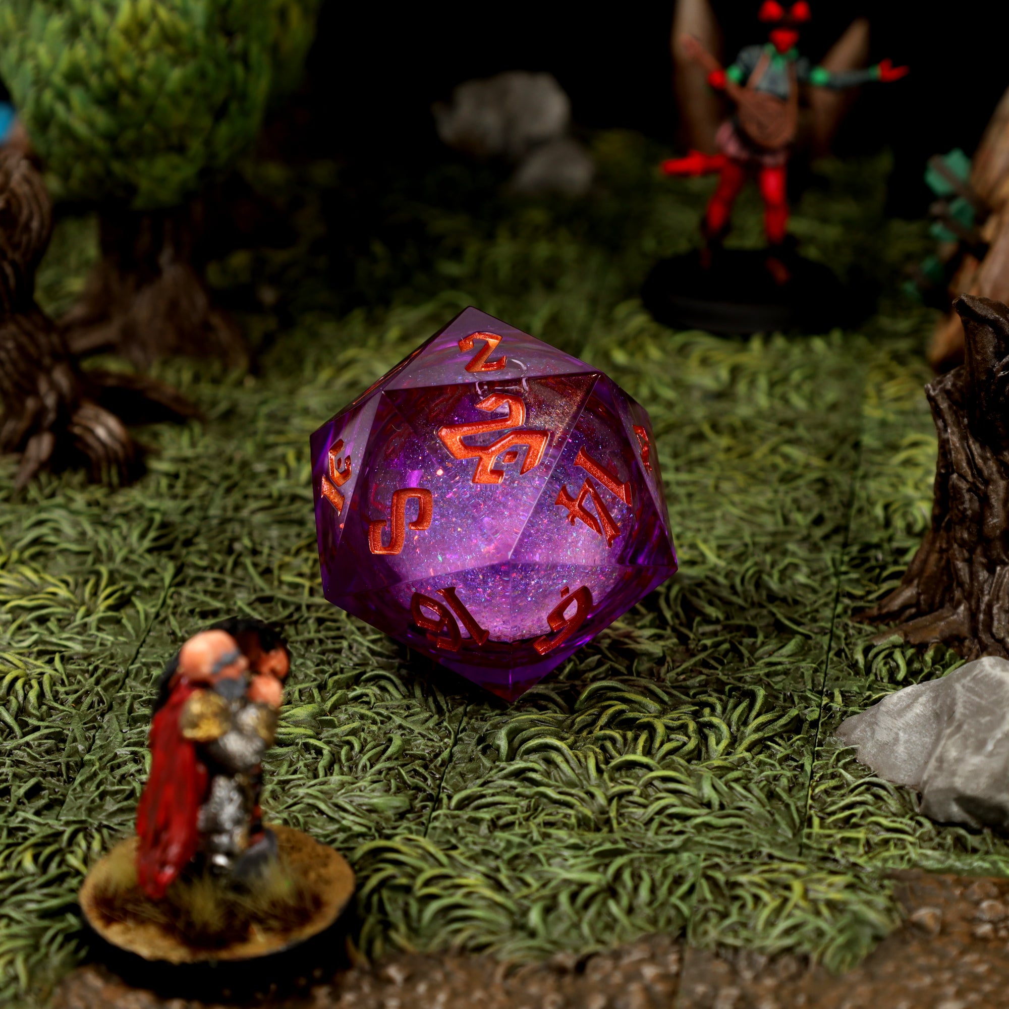 Feywild Sparkle 33mm Liquid Core D20 in scene