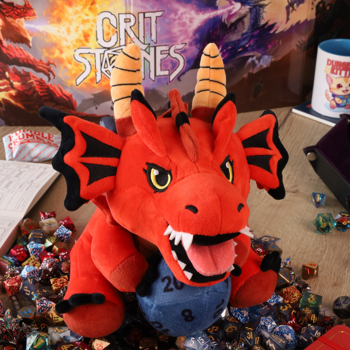 CritStones Dragon Plushie with attachable D20 - Toys - GlassStaff