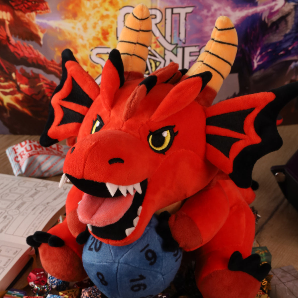 CritStones Dragon Plushie with attachable D20 - Toys - GlassStaff