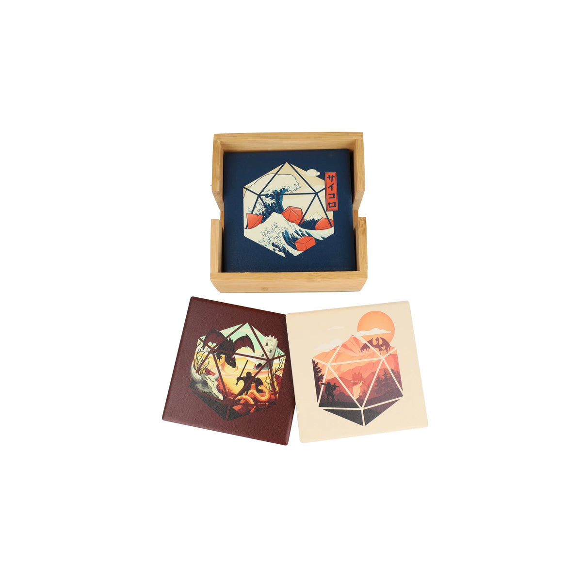 GlassStaff Coaster Set in its bamboo holder - GlassStaff