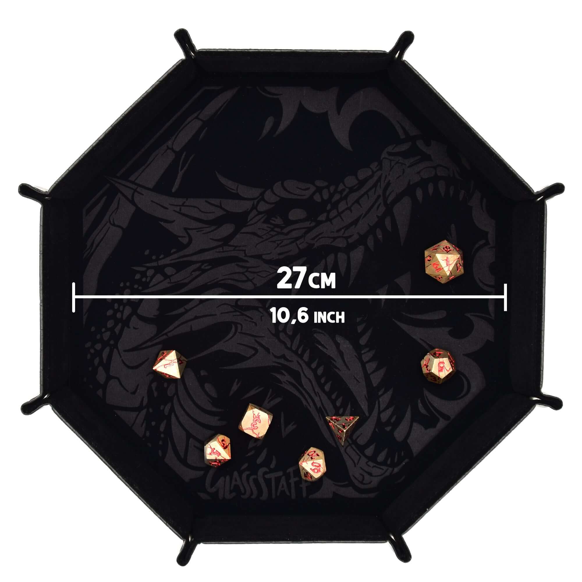GlassStaff Large Octagonal Foldable Rolling Tray - Dragon Skin