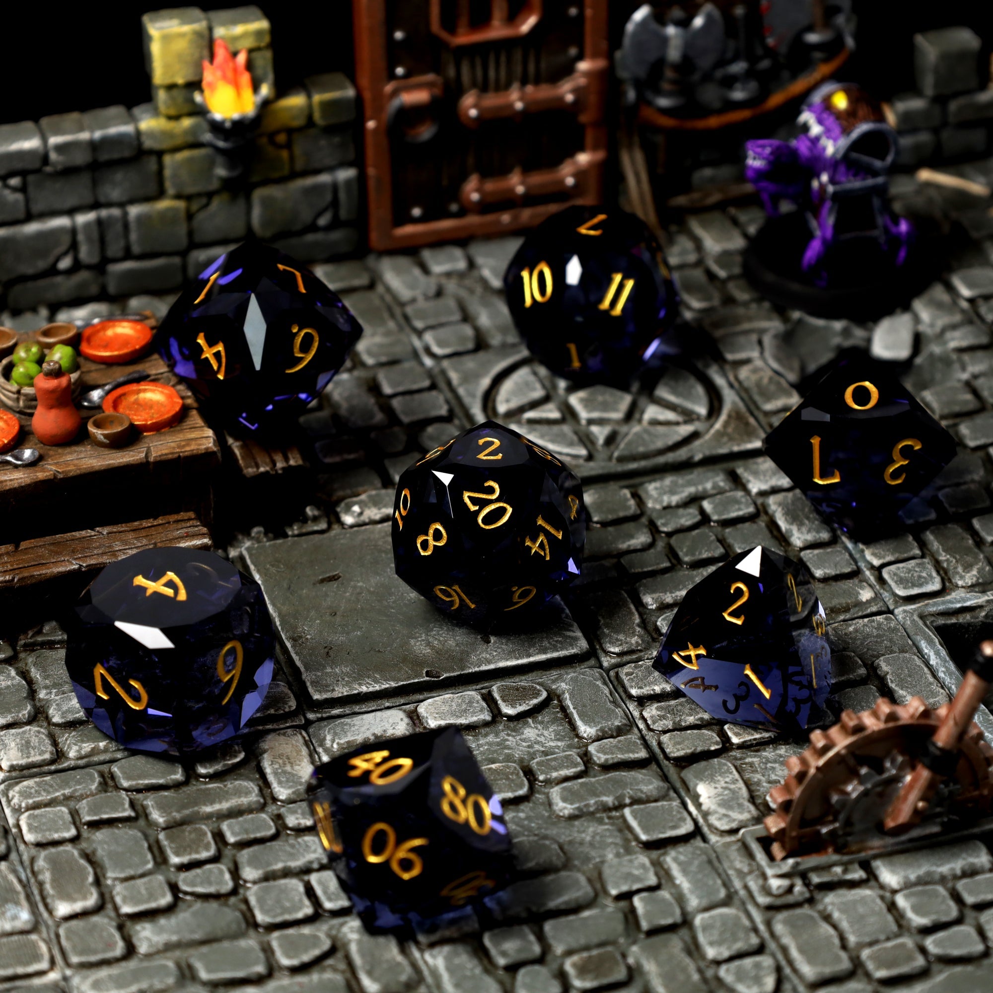 Amethystum Arcana Glass RPG dice set - RPG Dice Set - GlassStaff