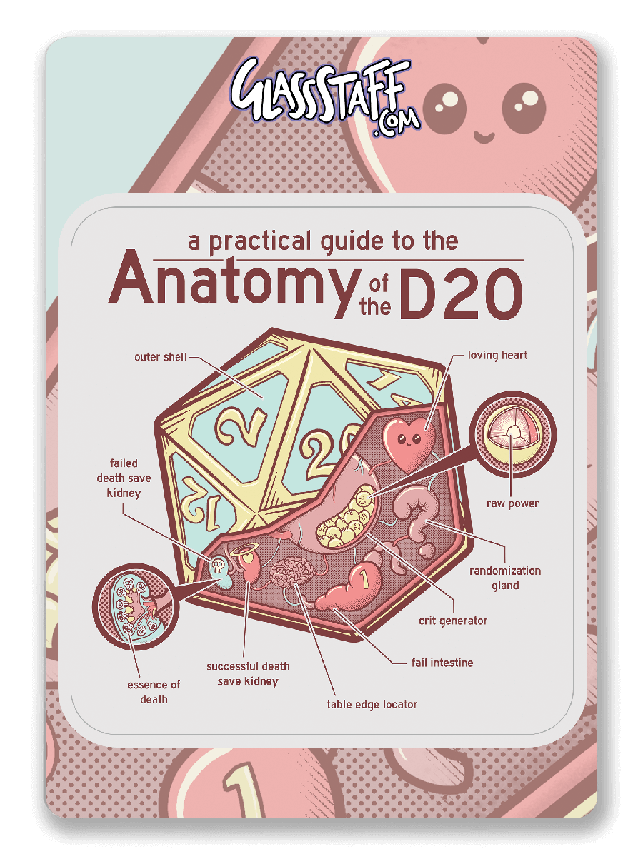 Anatomy of the D20 Sticker - D&D / TTRPG Sticker - Glassstaff