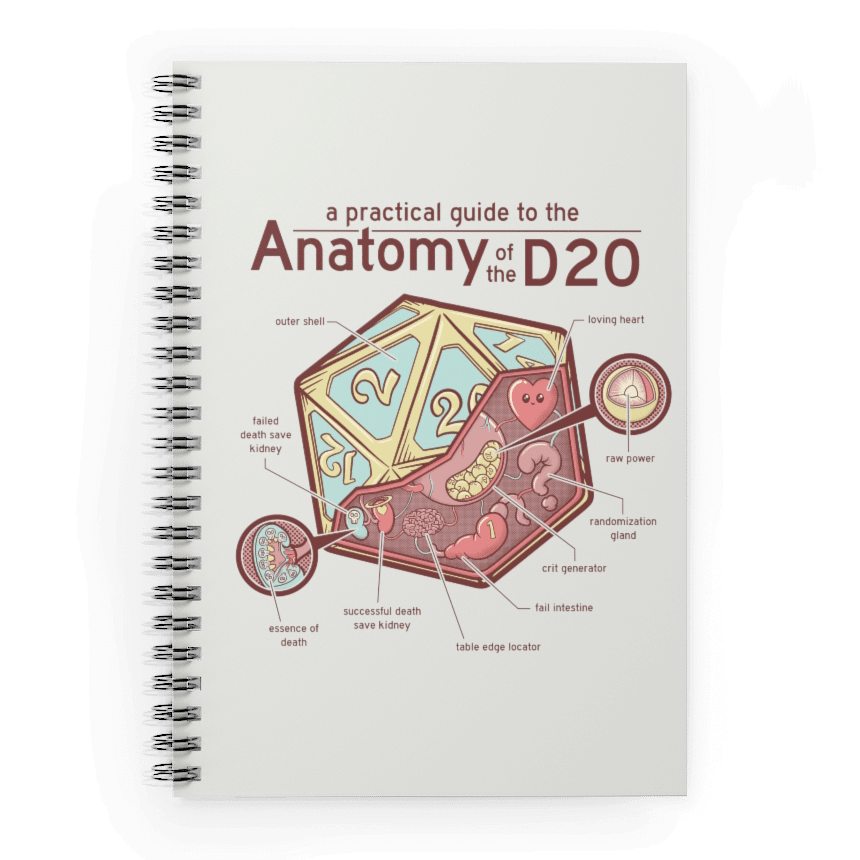 Anatomy of the d20 WS Notebook - D&D / TTRPG Hardcover Spiral Notebook - Glassstaff