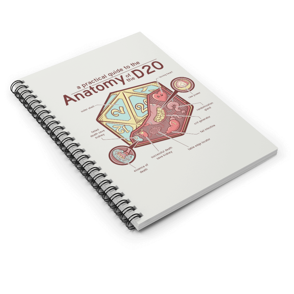 Anatomy of the d20 WS Notebook - D&D / TTRPG Hardcover Spiral Notebook - Glassstaff