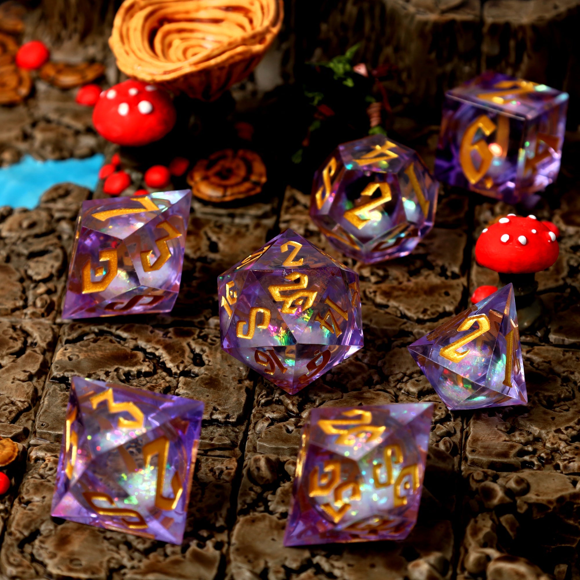 Arcane Sparkle Liquid Core RPG Dice Set - RPG Dice Set - GlassStaff