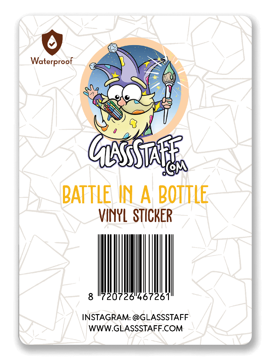 Battle in a Bottle Sticker - D&D / TTRPG Sticker - Glassstaff