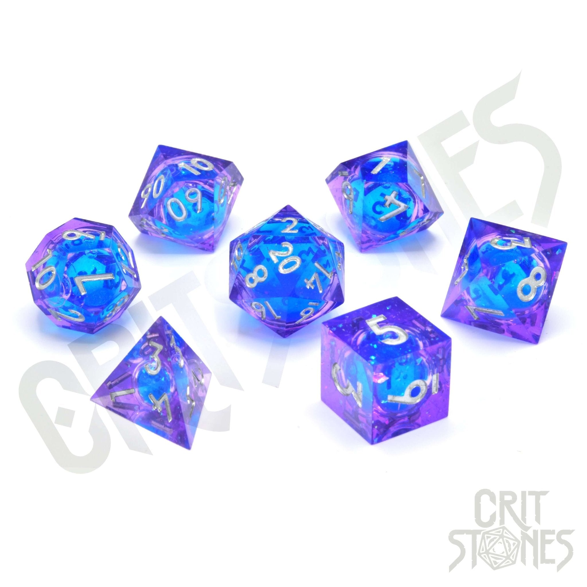 Blue Bane Liquid Core RPG Dice Set - RPG Dice Set - GlassStaff