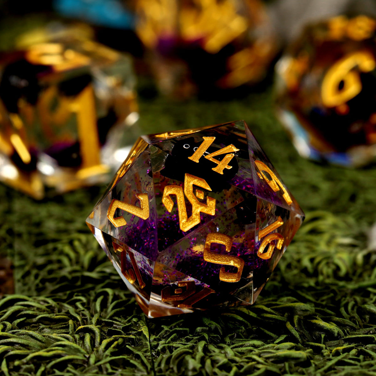 Cantrip Kittens: Amethyst Liquid Core RPG Dice Set - RPG Dice Set - GlassStaff